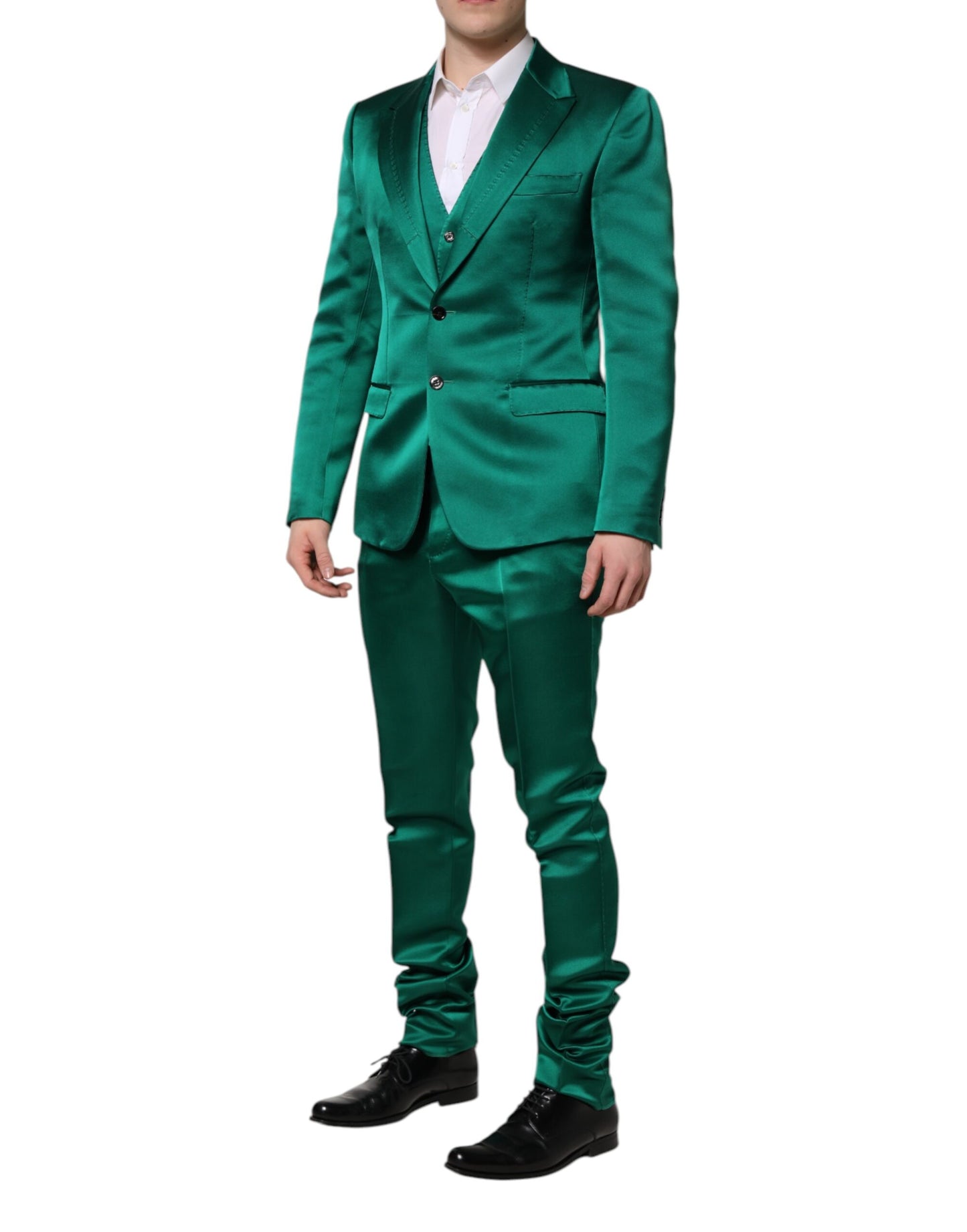 Dolce & Gabbana Green Silk Three-Piece Suit