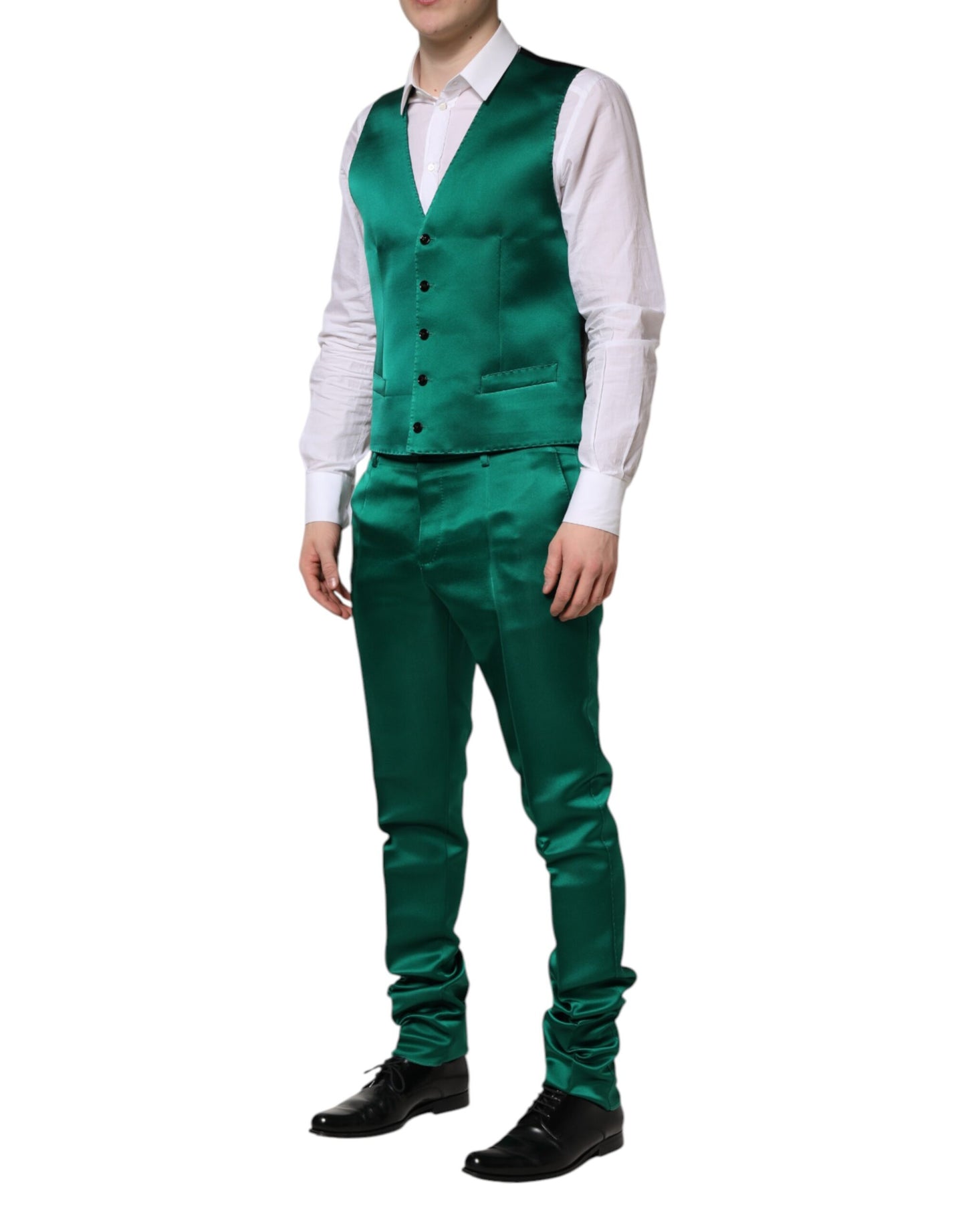 Dolce & Gabbana Green Silk Three-Piece Suit