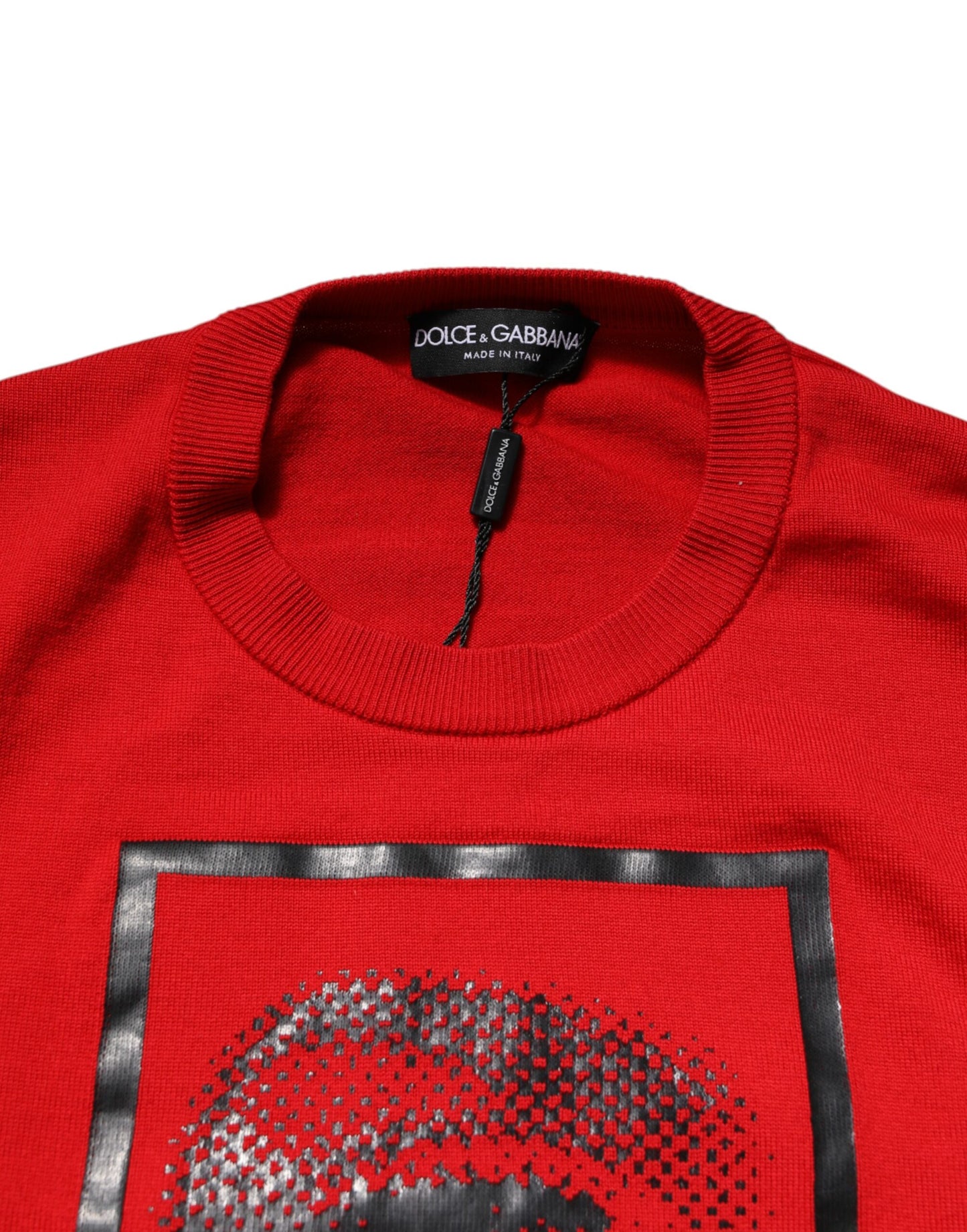 Dolce & Gabbana Red Eye Print Crew Neck Pullover Sweater
