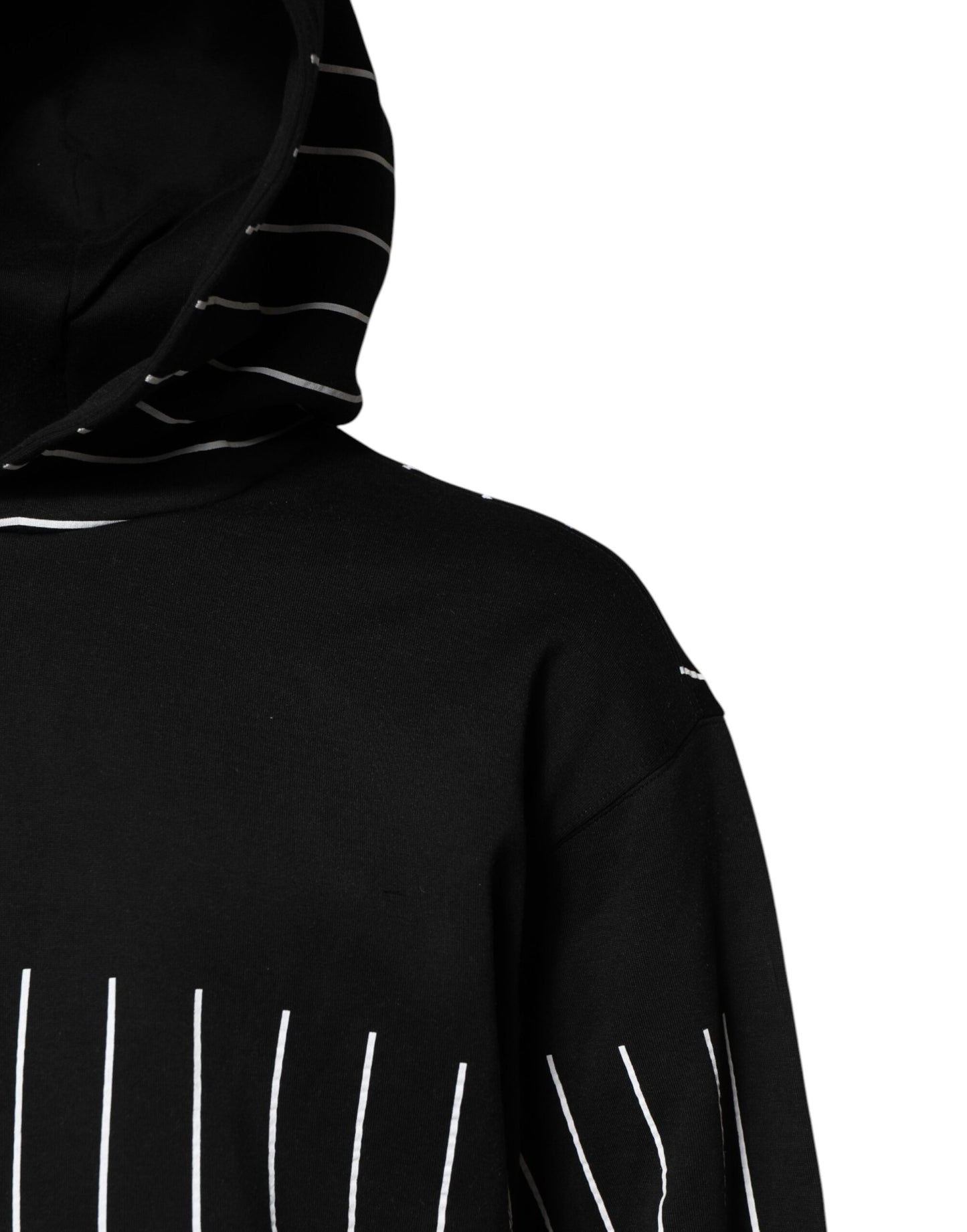 Dolce & Gabbana Black and White Stripe Hooded Sweatshirt