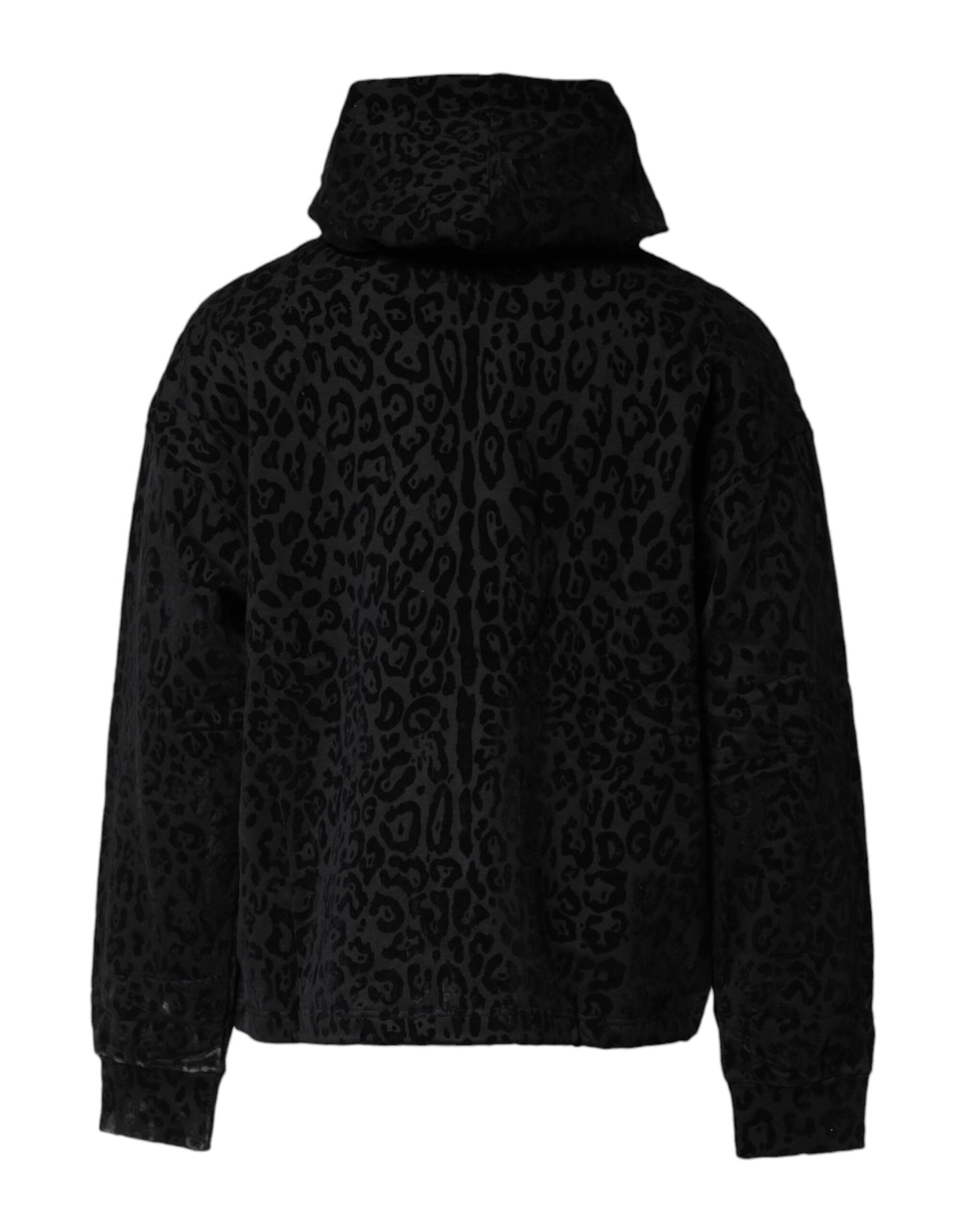 Dolce & Gabbana Black Leopard Full Zip Hooded Sweatshirt