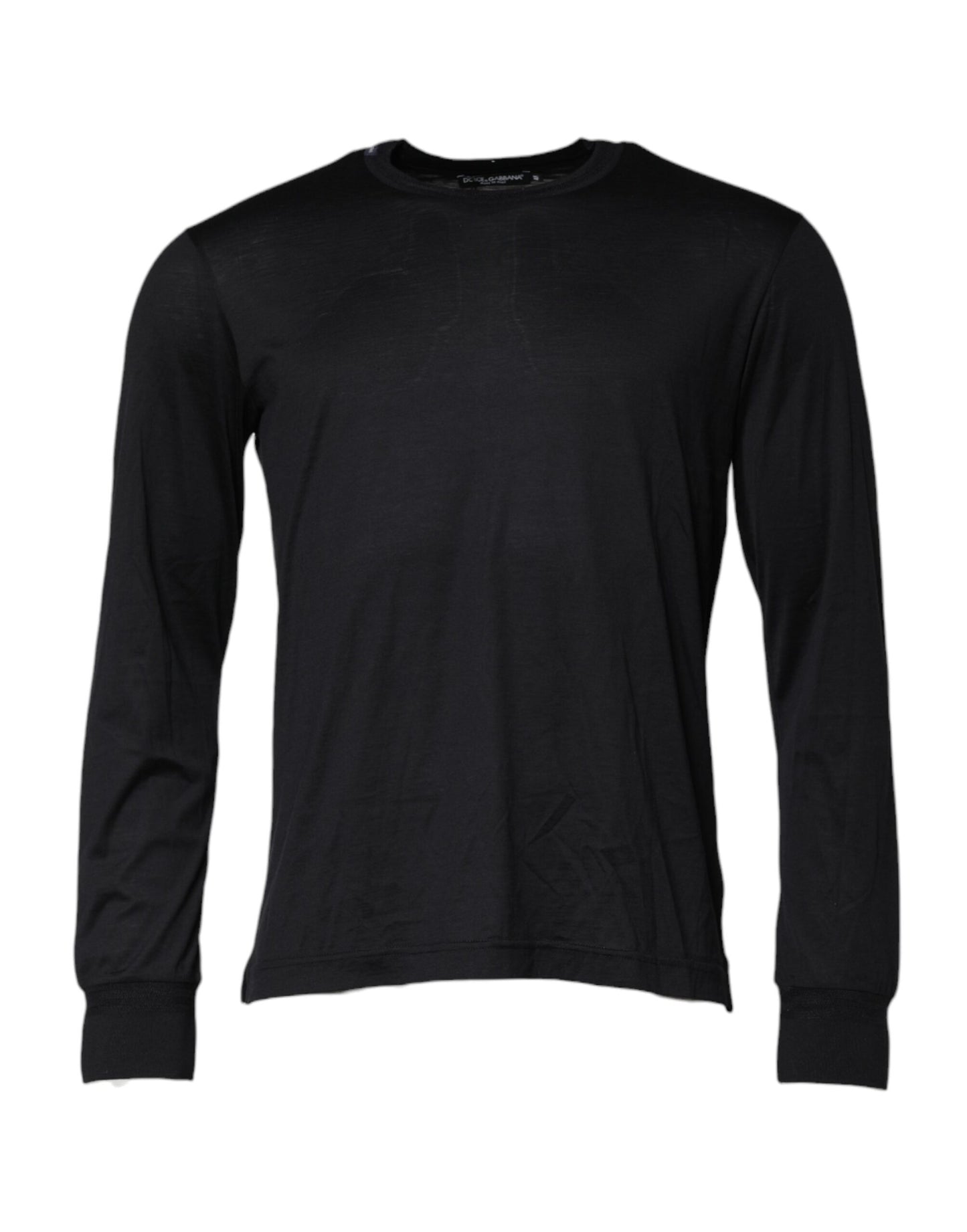 Dolce & Gabbana Dark Blue Silk Crew Neck Sweater for Men