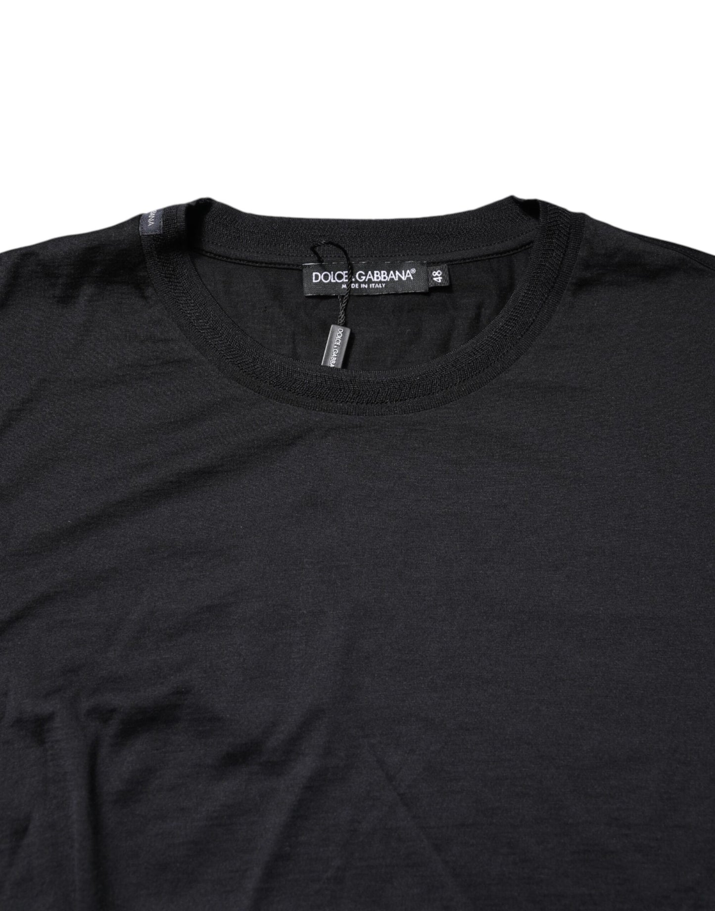 Dolce & Gabbana Dark Blue Silk Crew Neck Sweater for Men