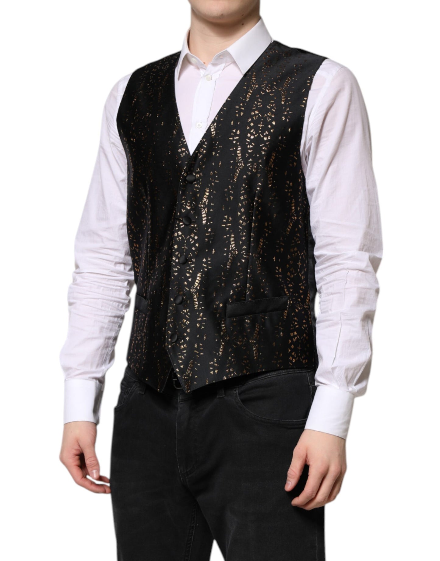 Dolce & Gabbana Black Lurex Dress Waistcoat Vest