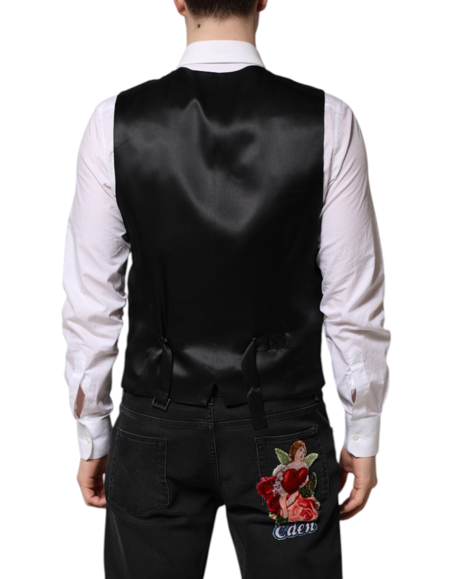 Dolce & Gabbana Black Lurex Dress Waistcoat Vest