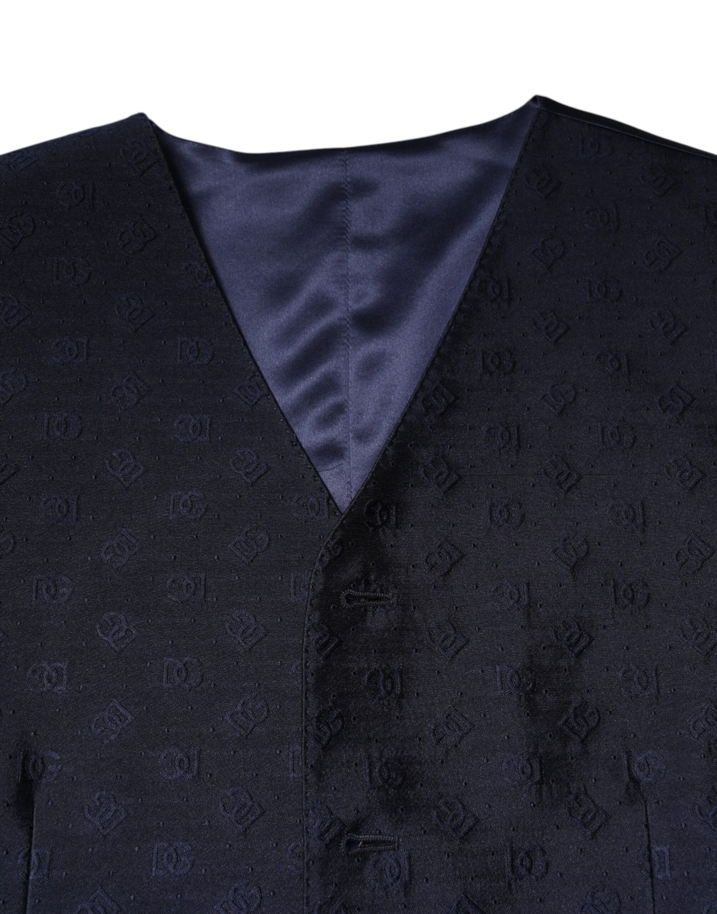 Dolce & Gabbana Dark Blue Wool Formal Waistcoat for Men