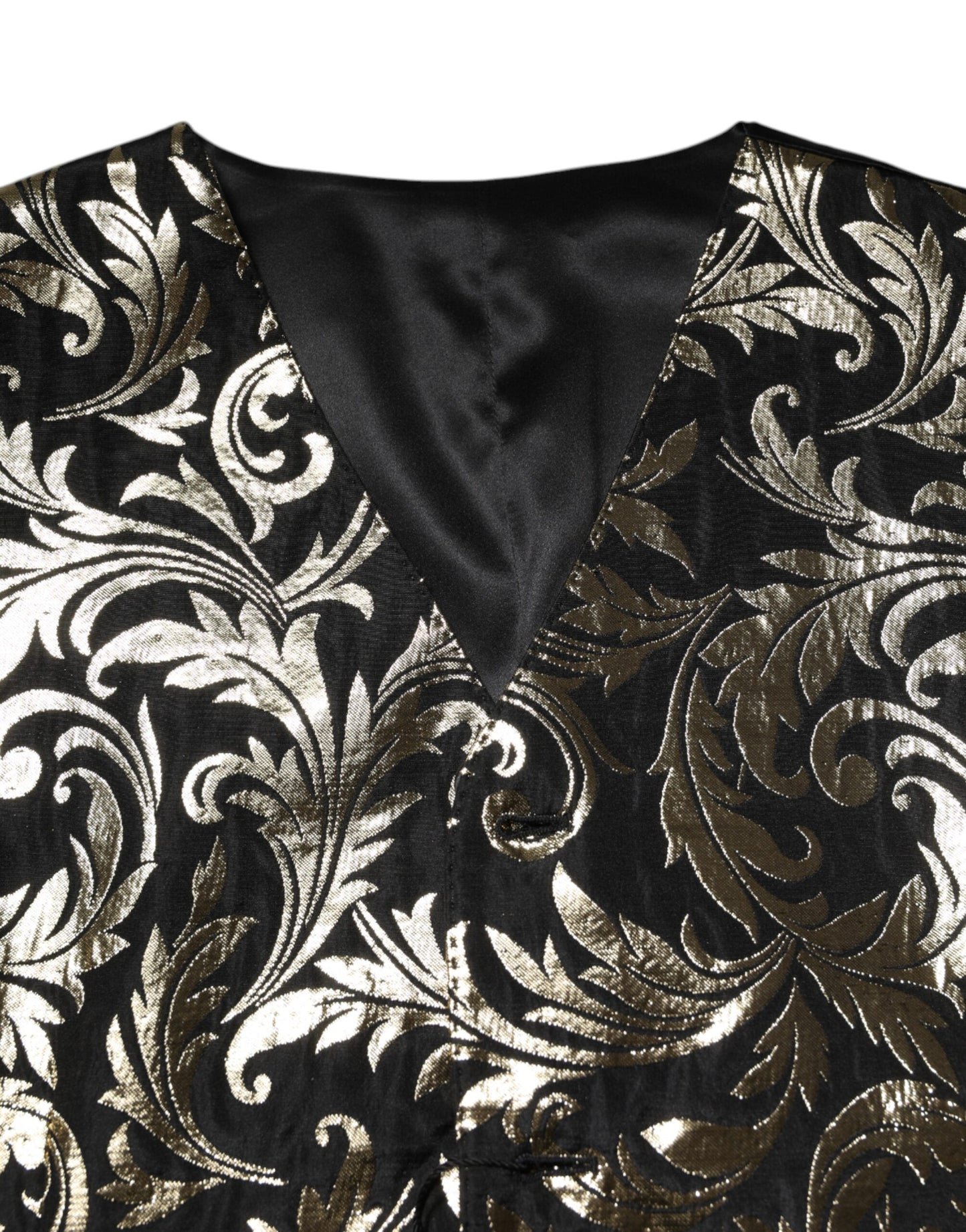 Dolce & Gabbana Black Gold Jacquard Formal Waistcoat Vest