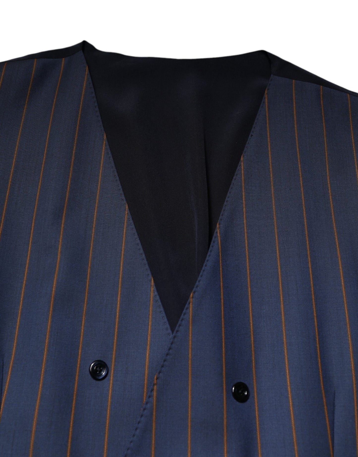 Dolce & Gabbana Blue Striped Wool Formal Waistcoat Vest