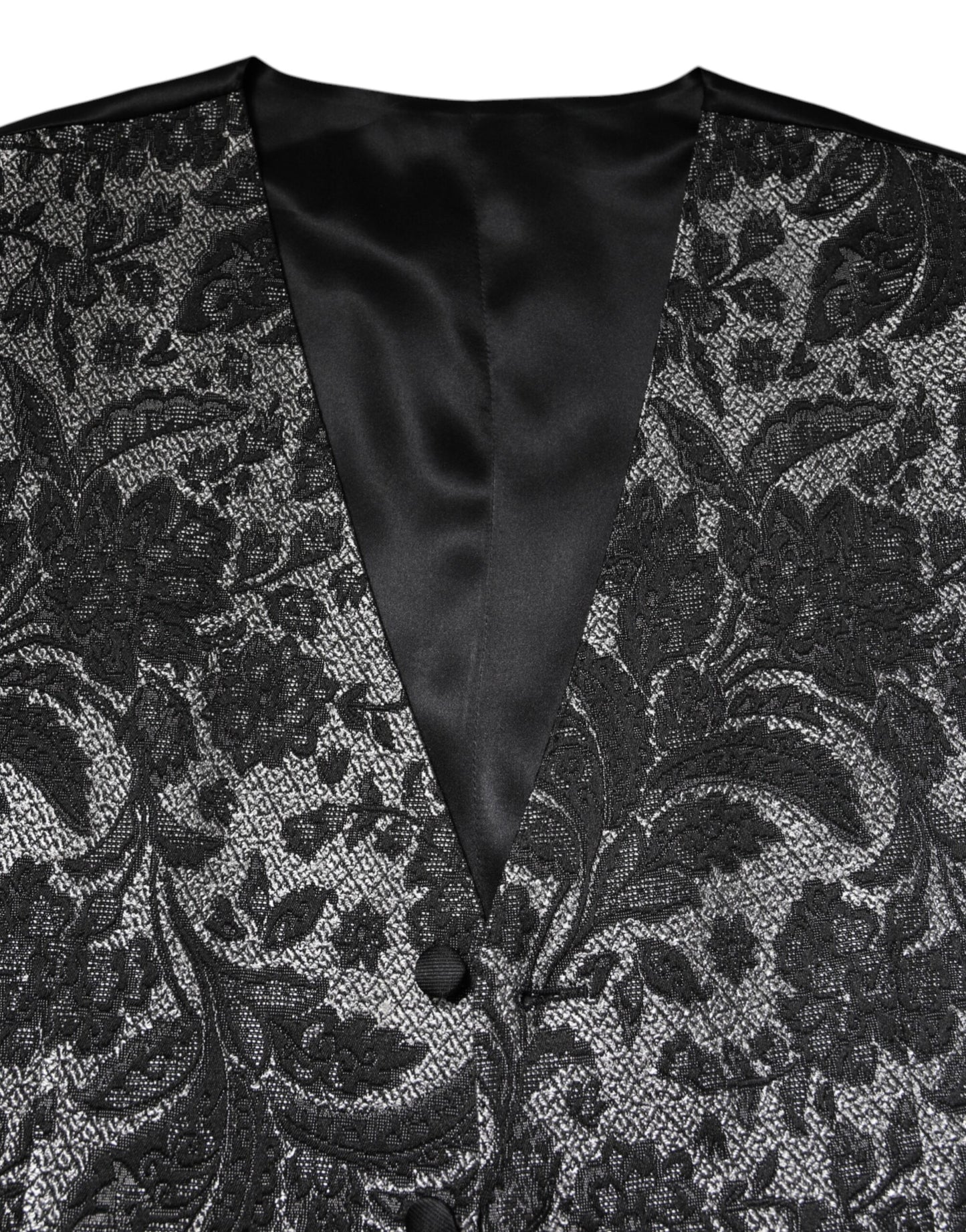 Dolce & Gabbana Black and Gray Brocade Formal Waistcoat Vest