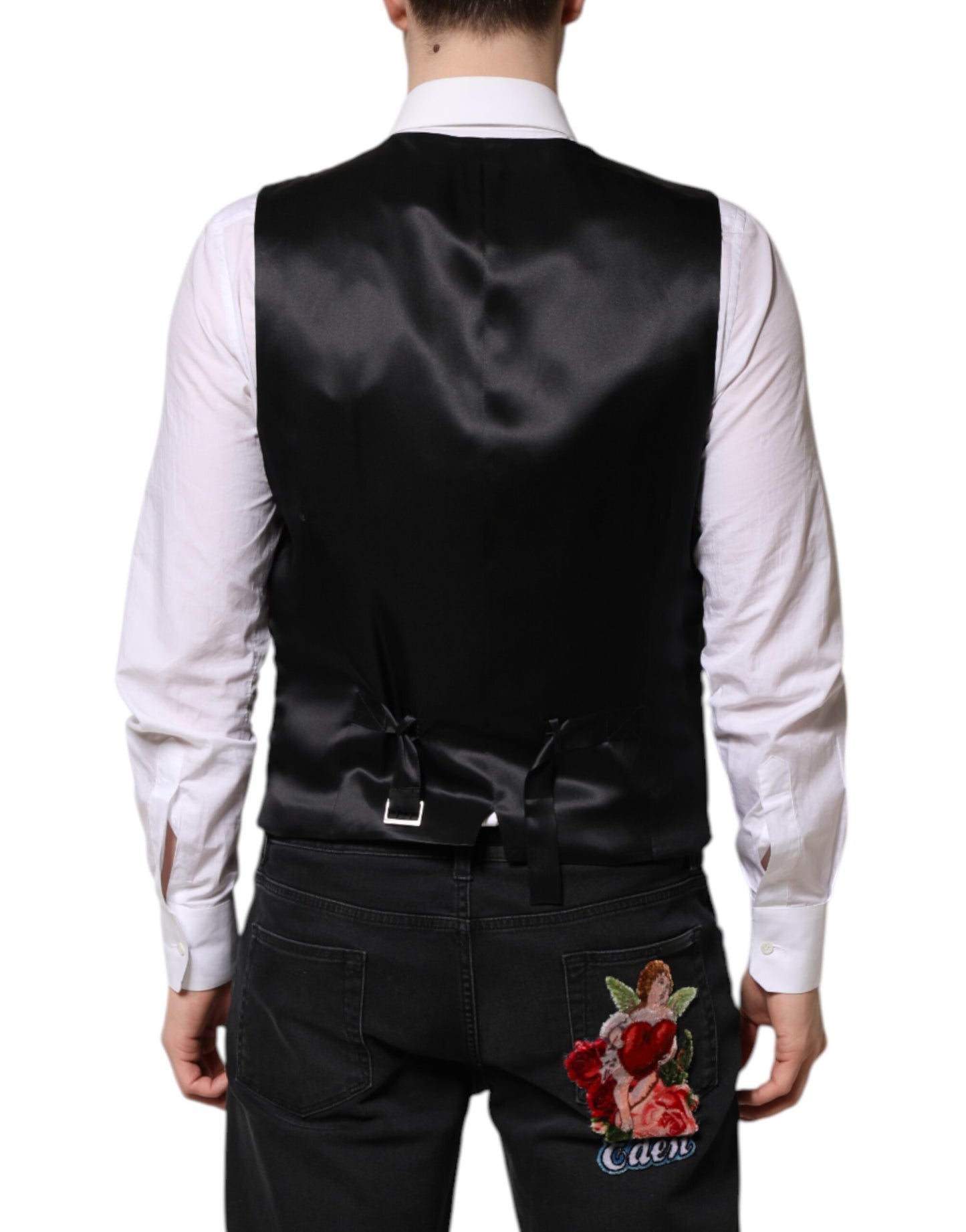 Dolce & Gabbana Red Floral Brocade Men’s Waistcoat Vest