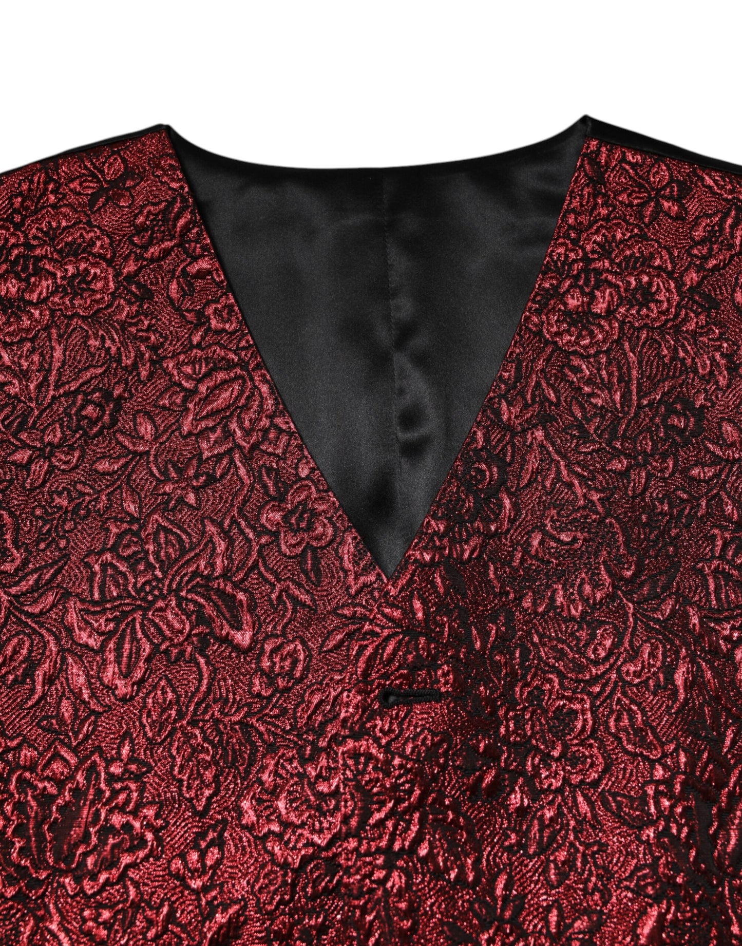 Dolce & Gabbana Red Floral Brocade Men’s Waistcoat Vest