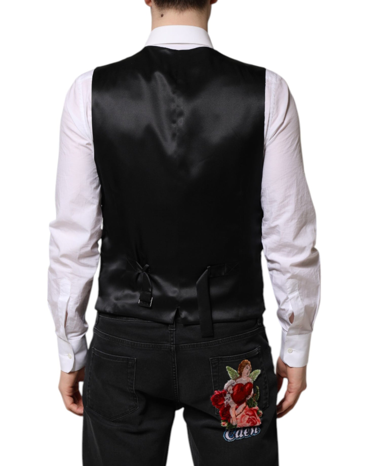 Dolce & Gabbana Pink Floral Satin Vest for Men