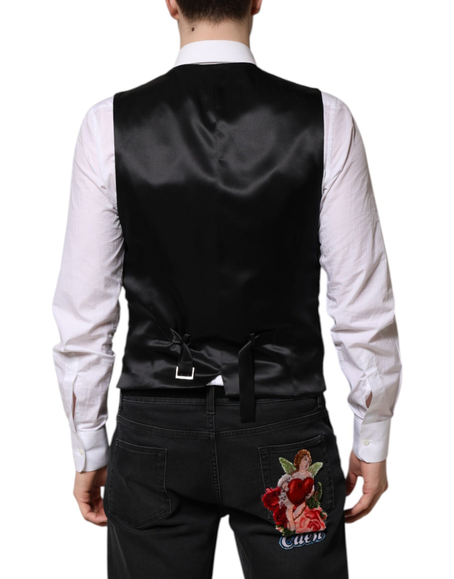 Dolce & Gabbana Red and Black Stripe Formal Waistcoat Vest