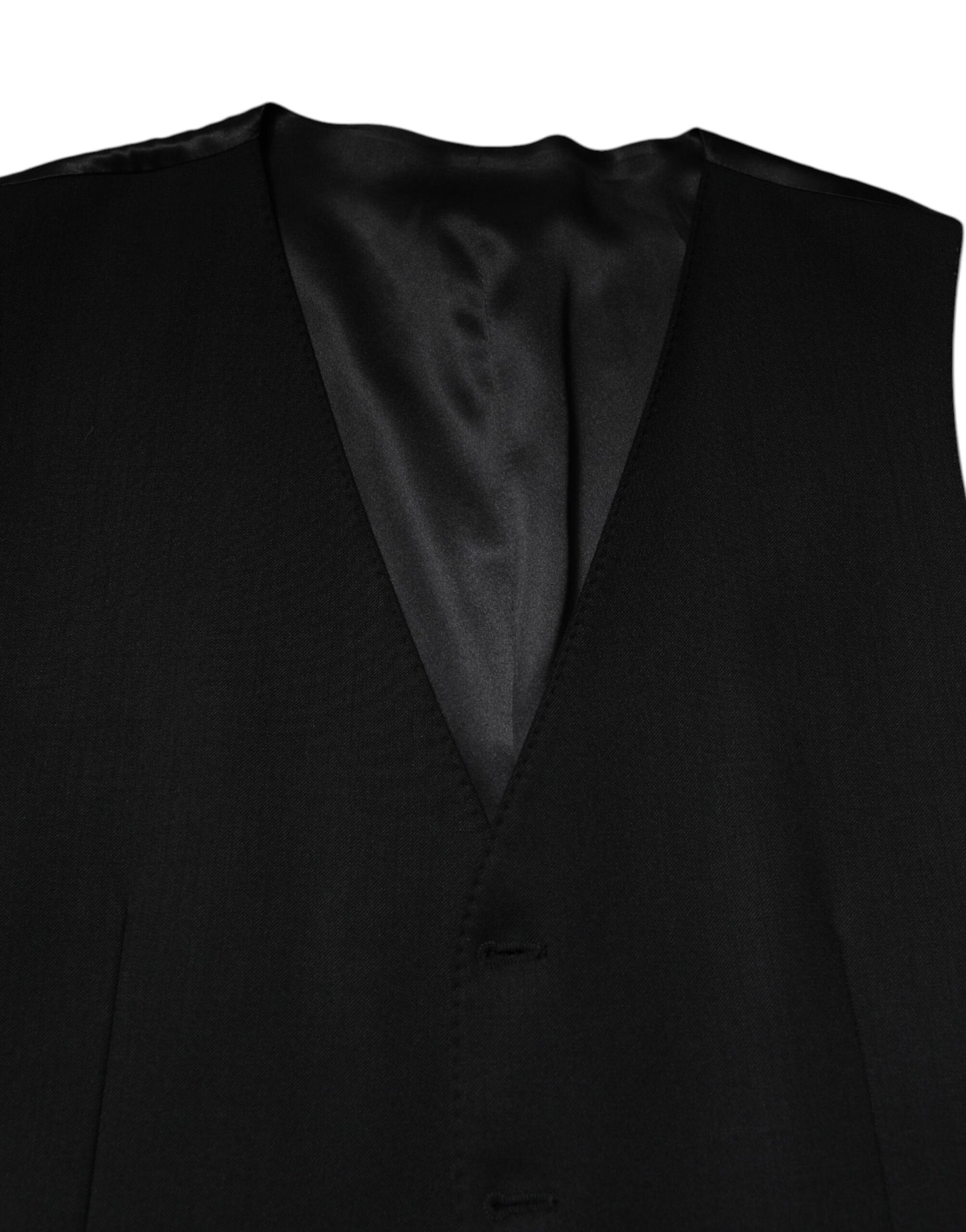 Dolce & Gabbana Black Wool Formal Waistcoat Vest for Men