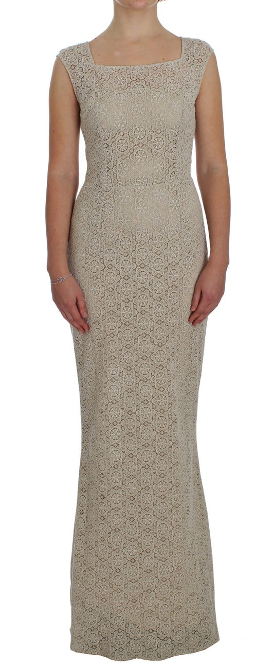 - Elegant Beige Floral Cutout Maxi Dress