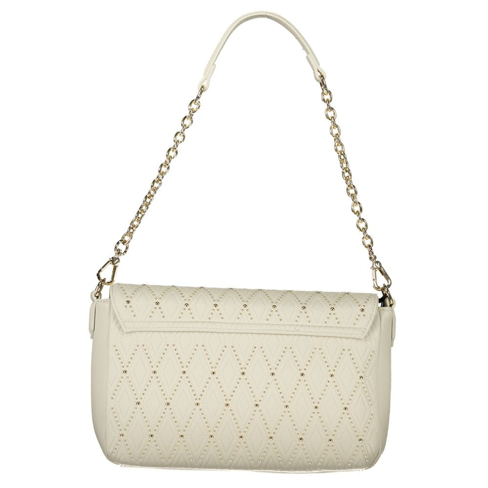 Valentino Bags White Faux Leather Handbag with Removable Chain Handle