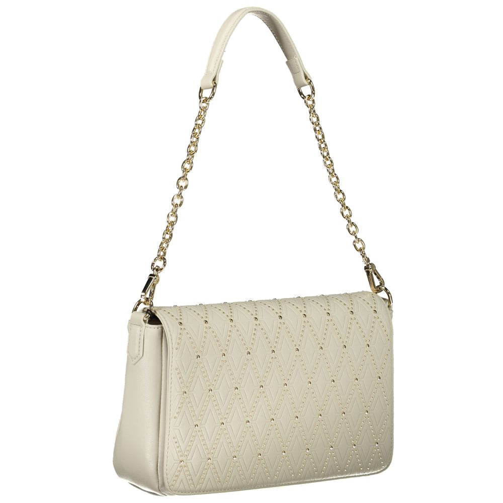 Valentino Bags White Faux Leather Handbag with Removable Chain Handle