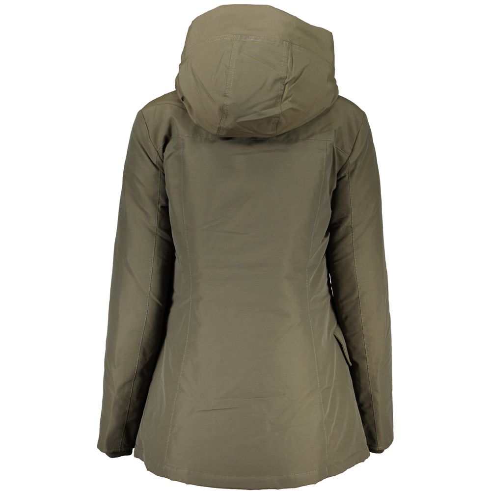Woolrich Green Cotton Long Sleeved Jacket with Hood