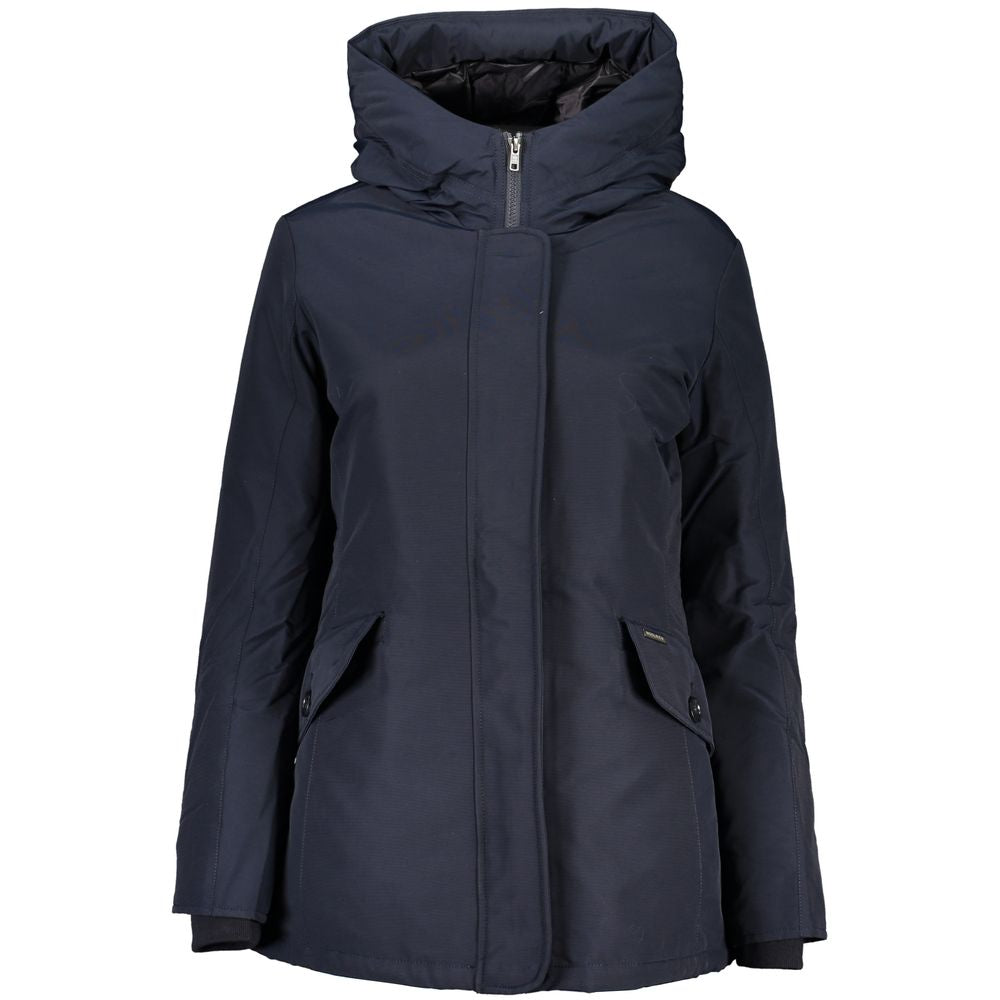 Woolrich Blue Cotton Long Sleeved Jacket with Hood