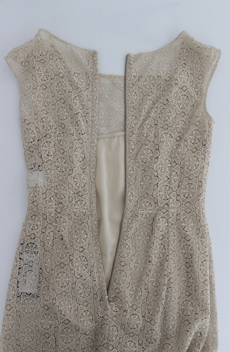 - Elegant Beige Floral Cutout Maxi Dress