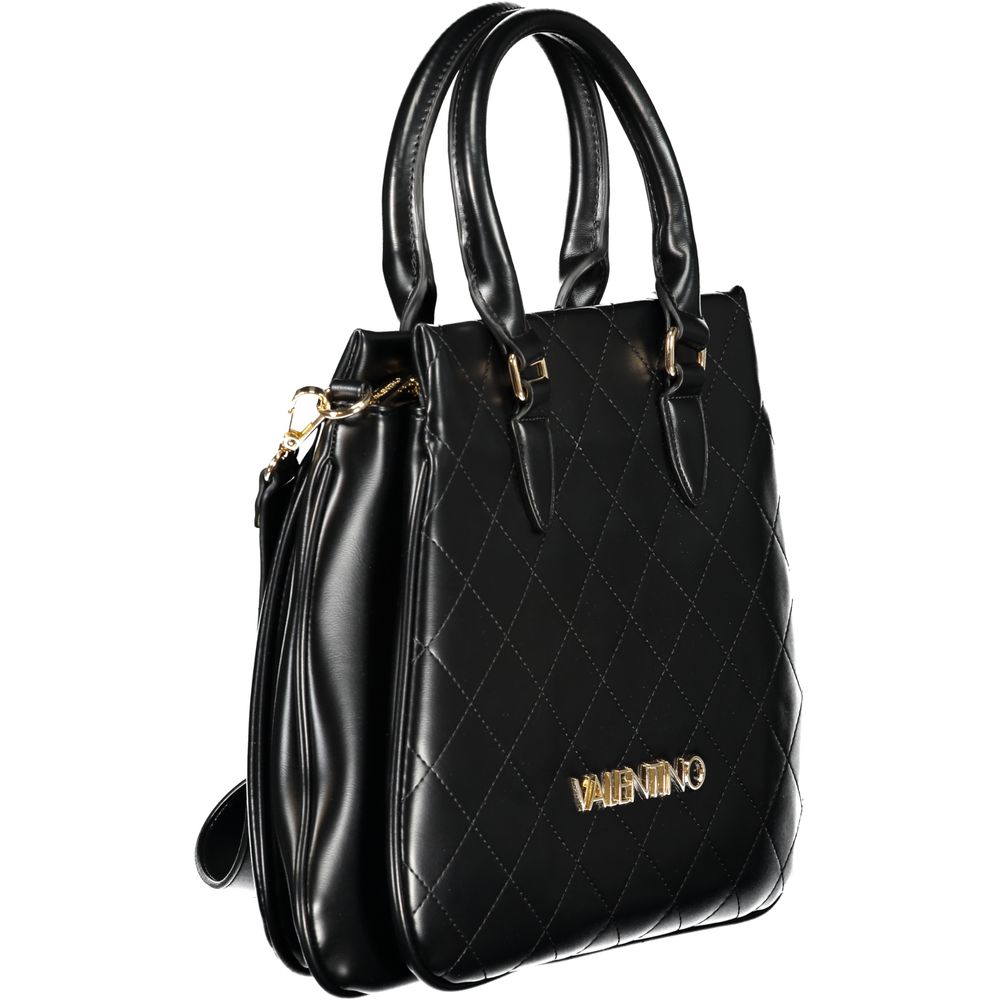Mario Valentino Black Smooth Leather Handbag with Zip Closure
