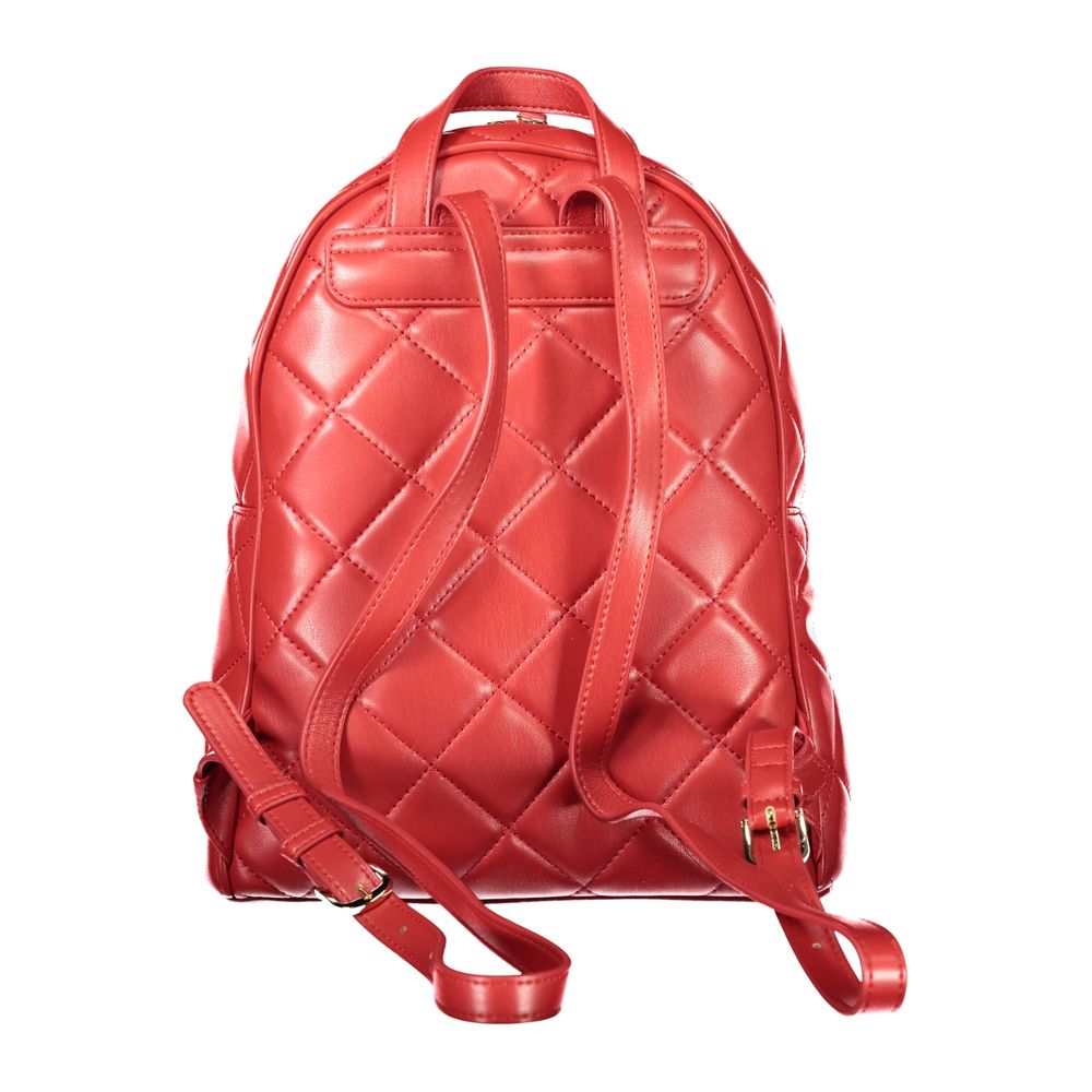Mario Valentino Red Leather Women’s Backpack with Logo Detailing