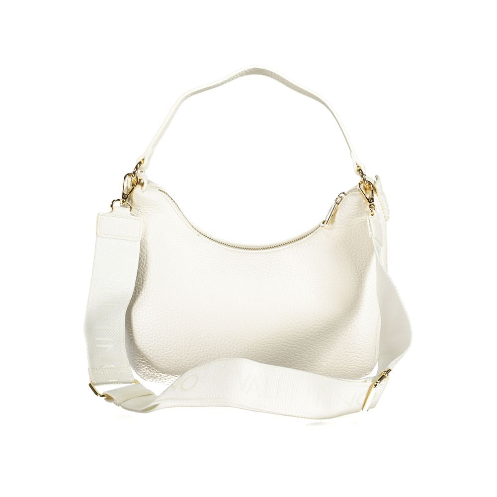Mario Valentino White Leather Effect Women Handbag with Iconic Logo