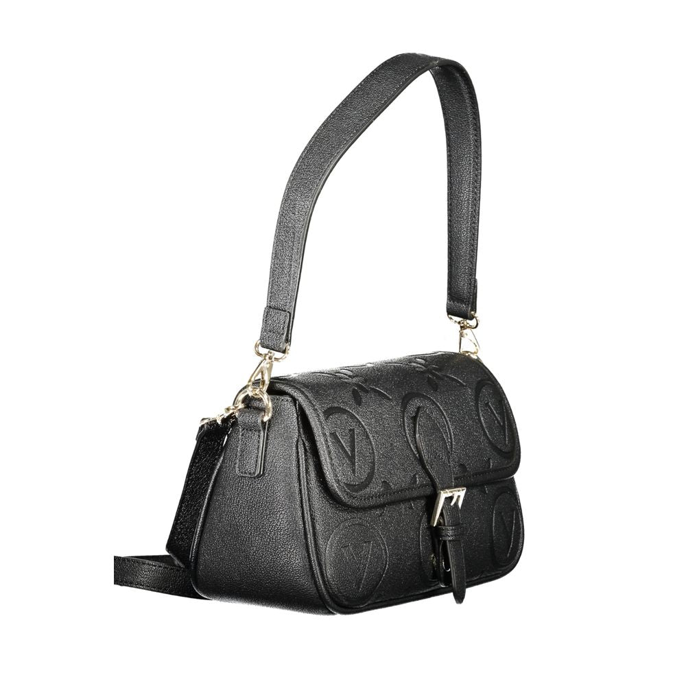 Mario Valentino Black Faux Leather Handbag with Adjustable Straps
