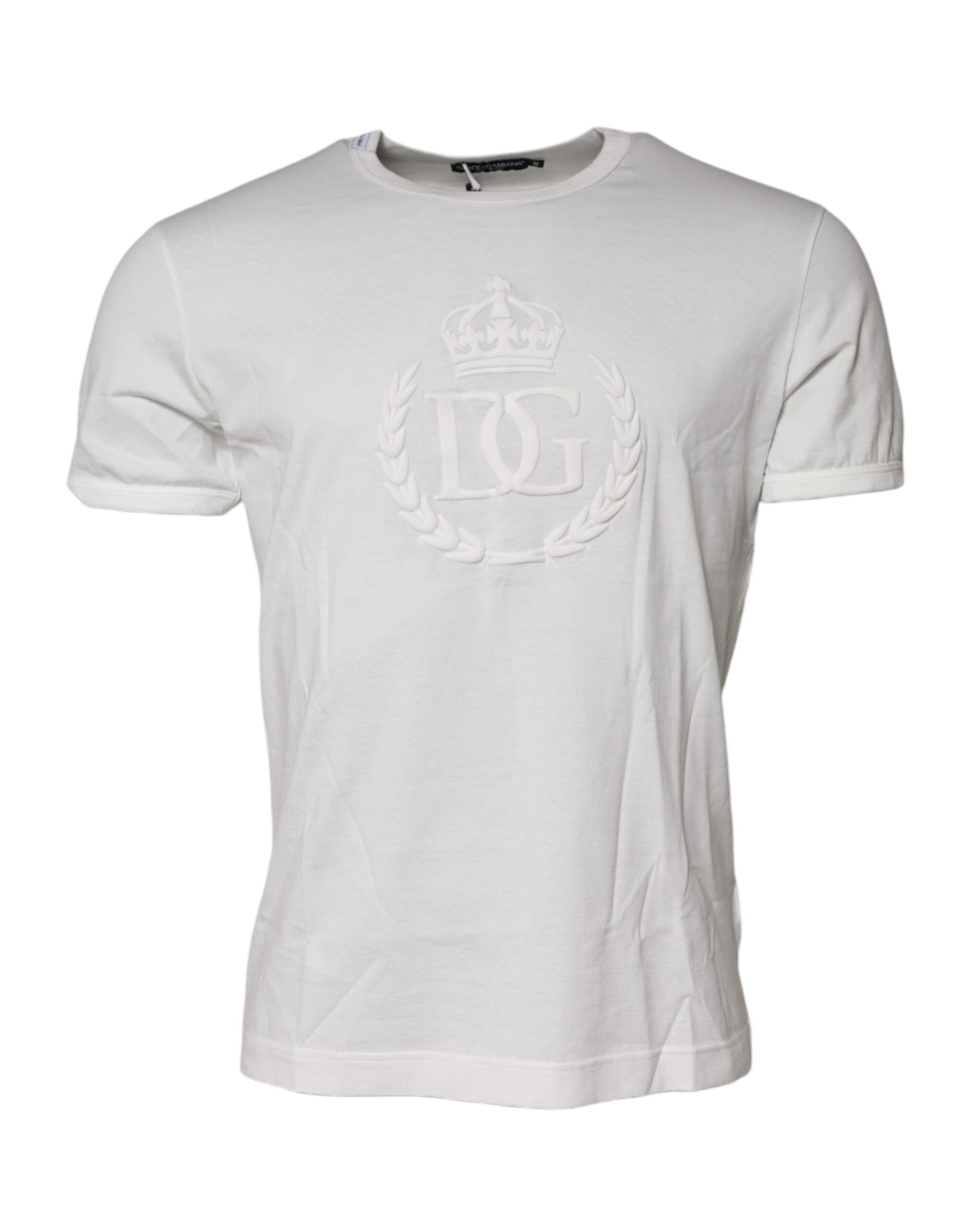 Dolce & Gabbana DG Crown Embossed White Cotton T-shirt