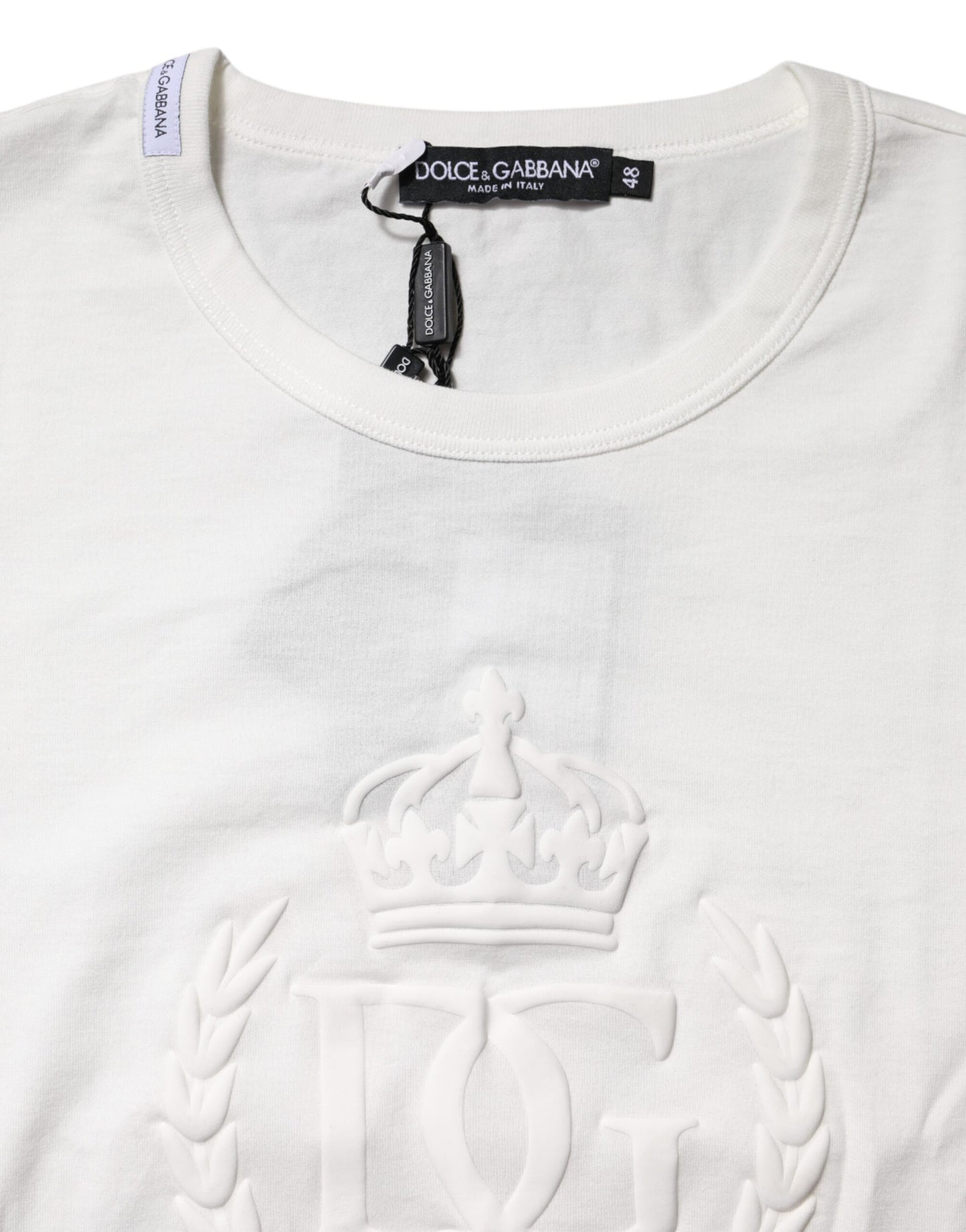 Dolce & Gabbana DG Crown Embossed White Cotton T-shirt