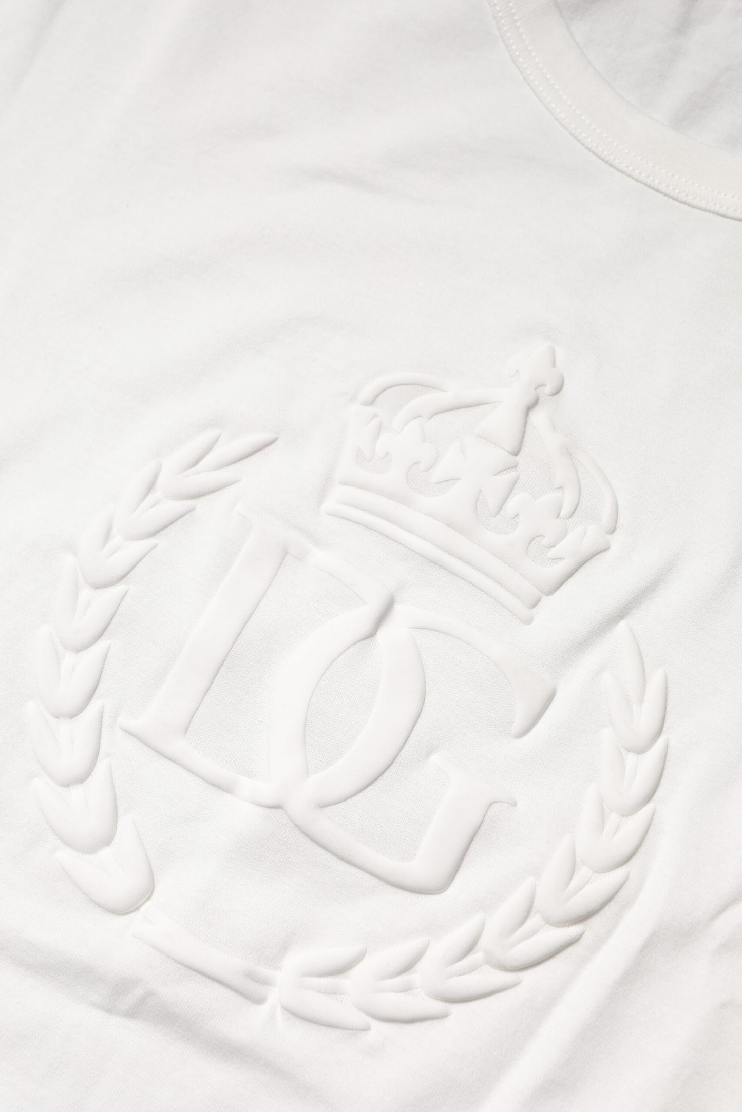 Dolce & Gabbana DG Crown Embossed White Cotton T-shirt