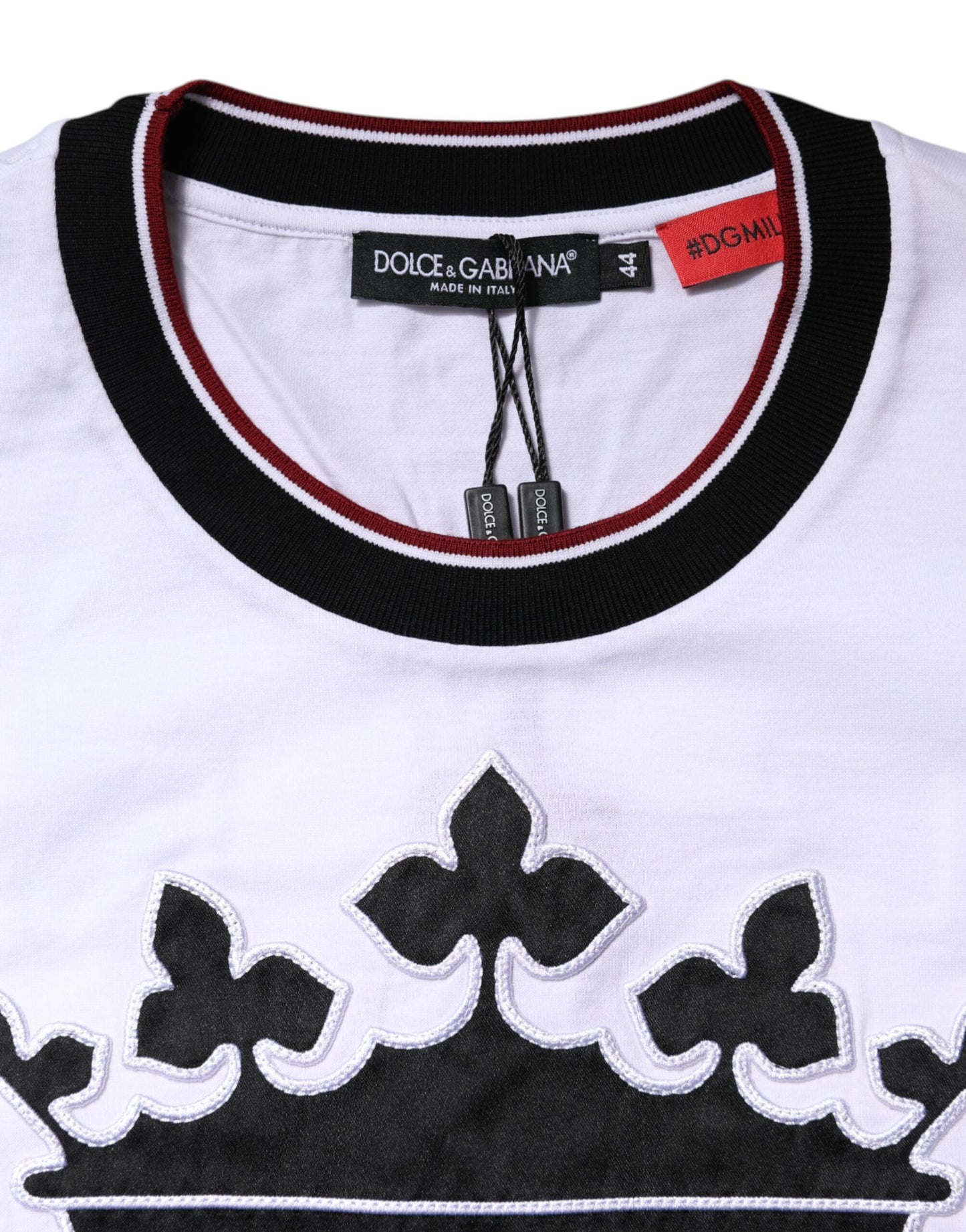 Dolce & Gabbana Crown King Embroidered White Cotton T-shirt