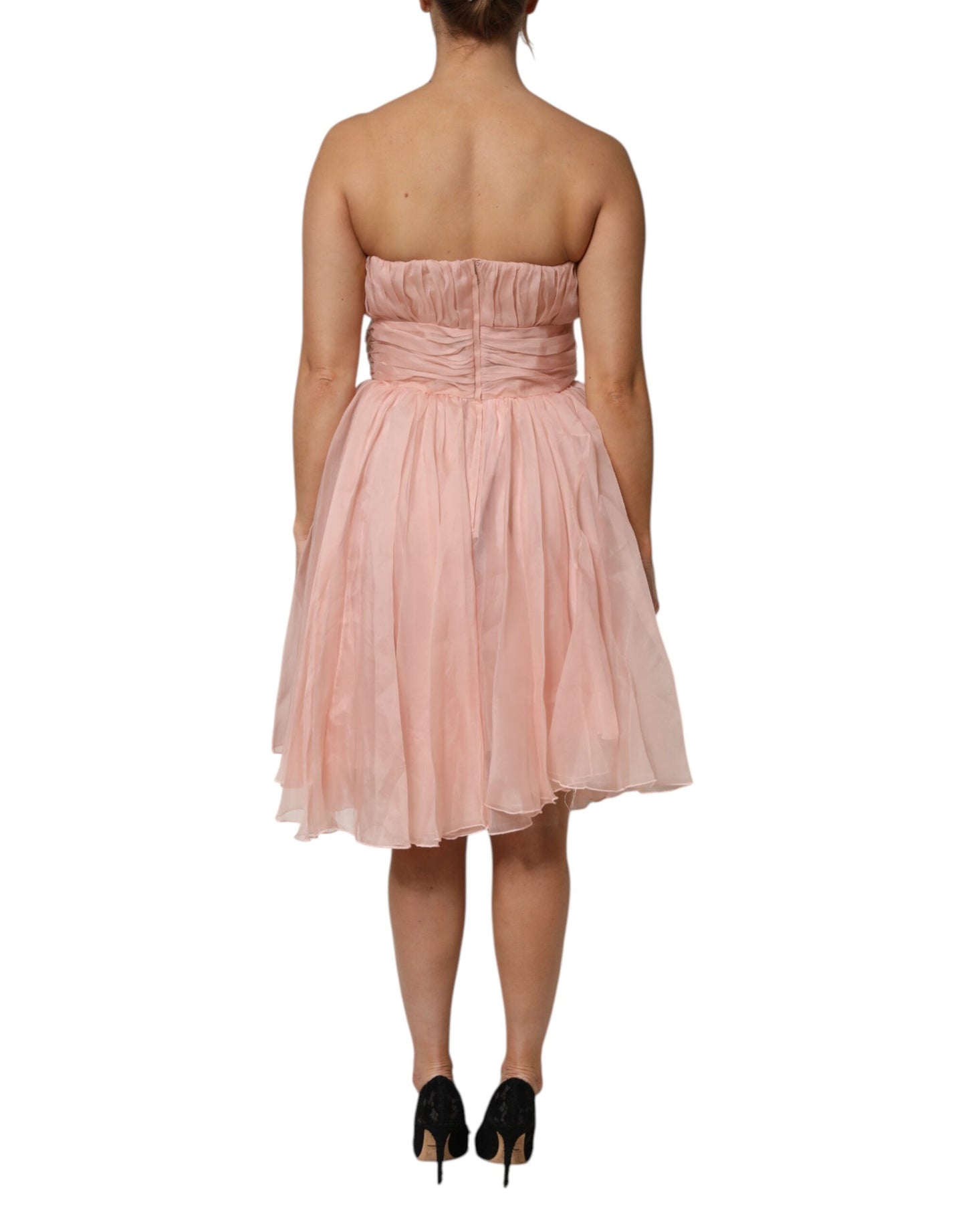 Dolce & Gabbana Pink Silk Chiffon Pleated Midi Dress