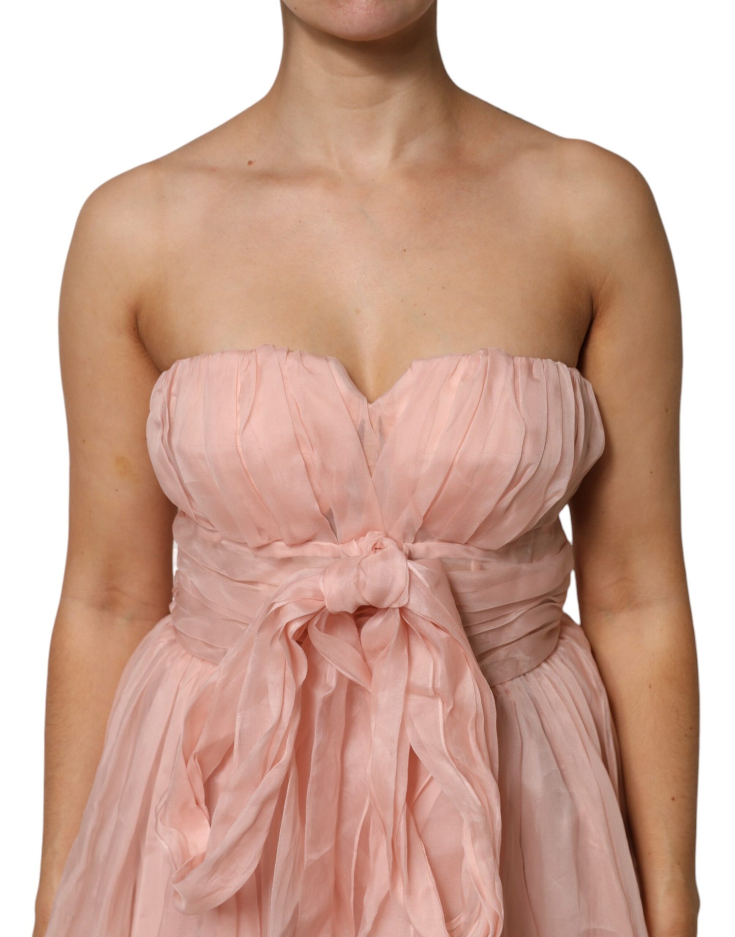 Dolce & Gabbana Pink Silk Chiffon Pleated Midi Dress