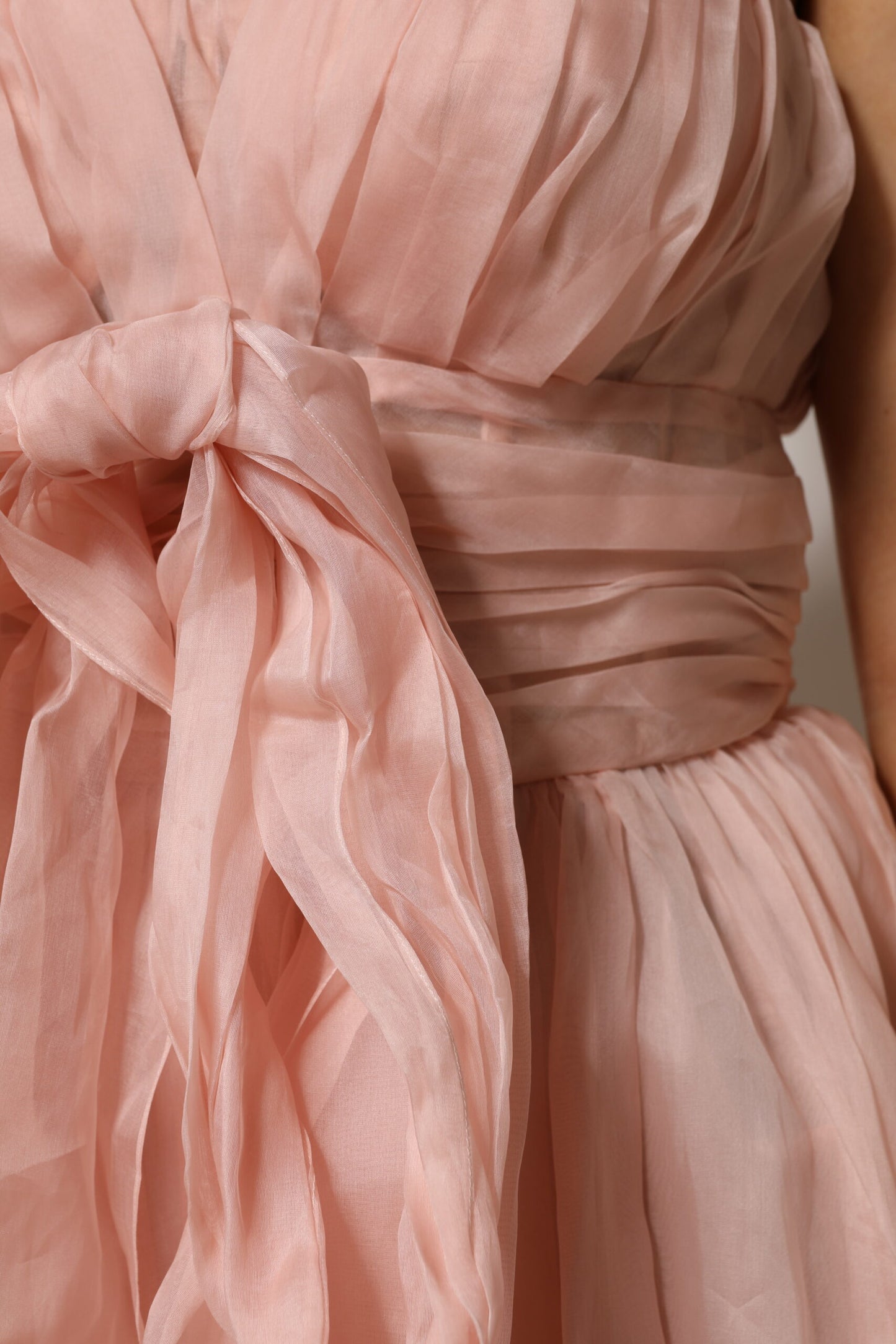 Dolce & Gabbana Pink Silk Chiffon Pleated Midi Dress