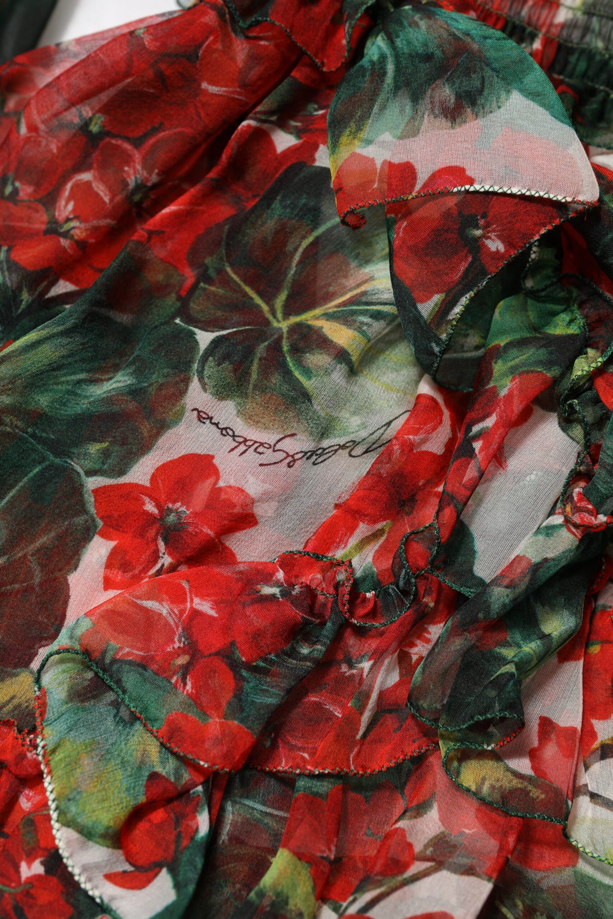 Dolce & Gabbana Multicolour Ruffle Floral Long Sleeves Dress