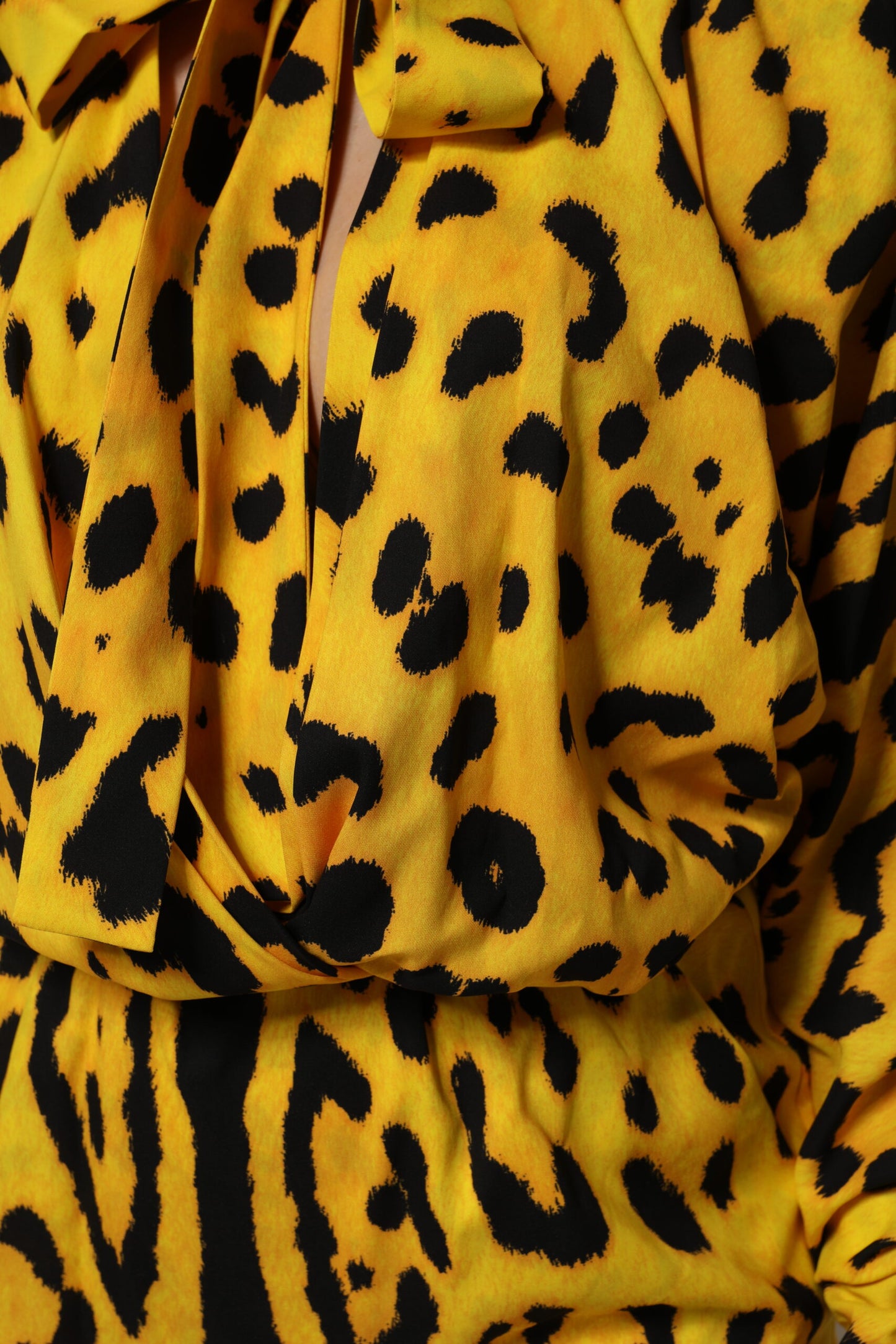 Dolce & Gabbana Yellow Leopard Long Sleeve Playsuit