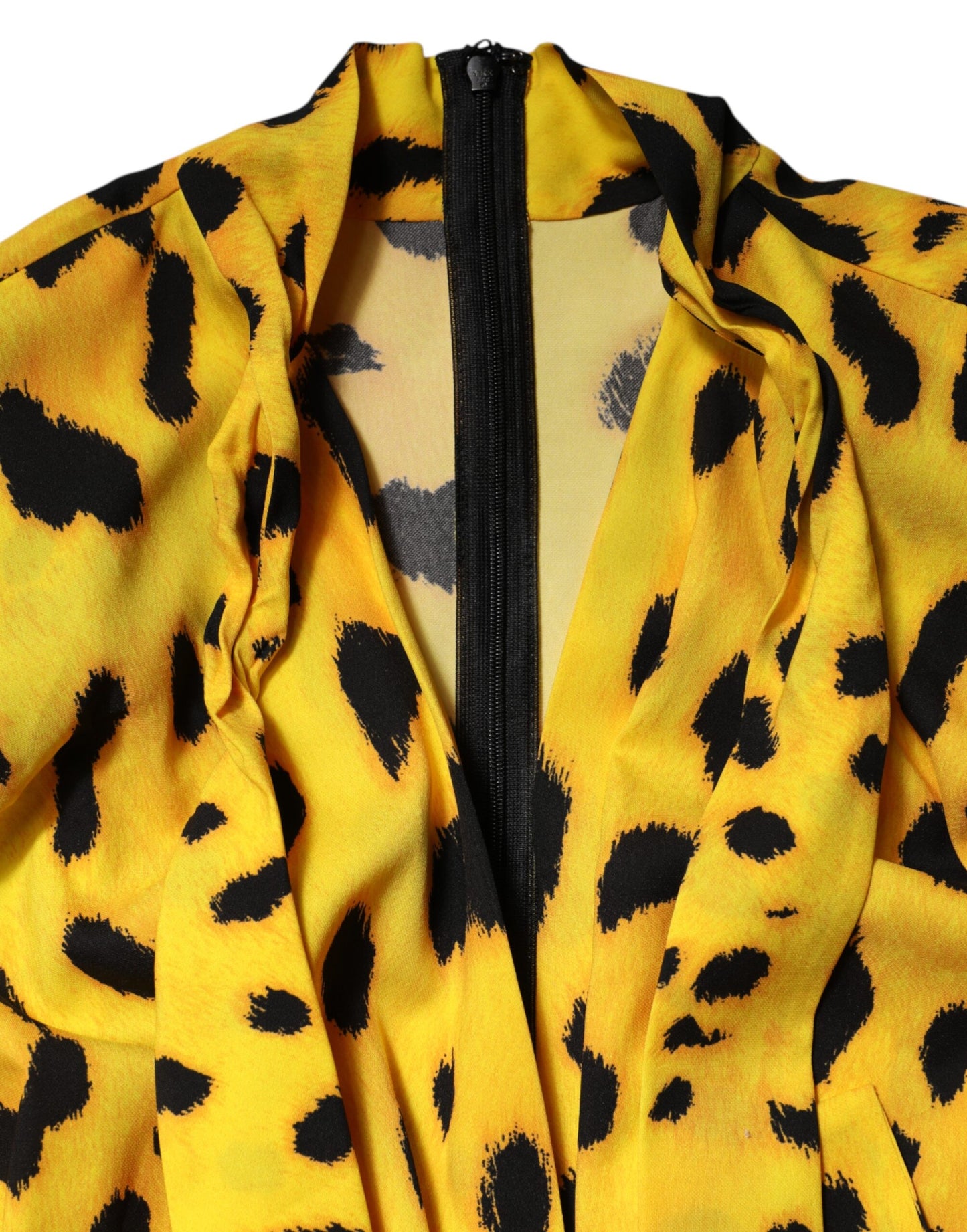 Dolce & Gabbana Yellow Leopard Long Sleeve Playsuit