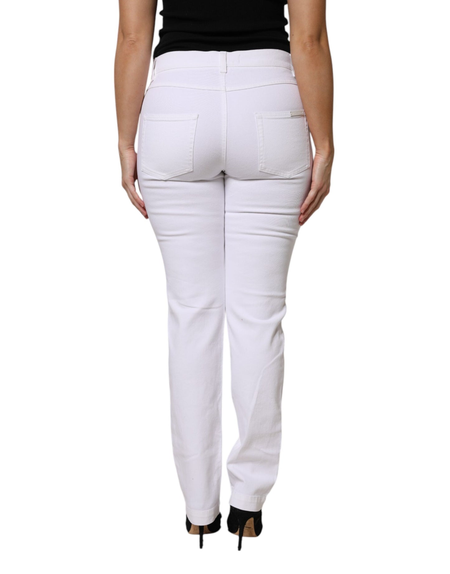 Dolce & Gabbana White Floral Sequined Denim Jeans