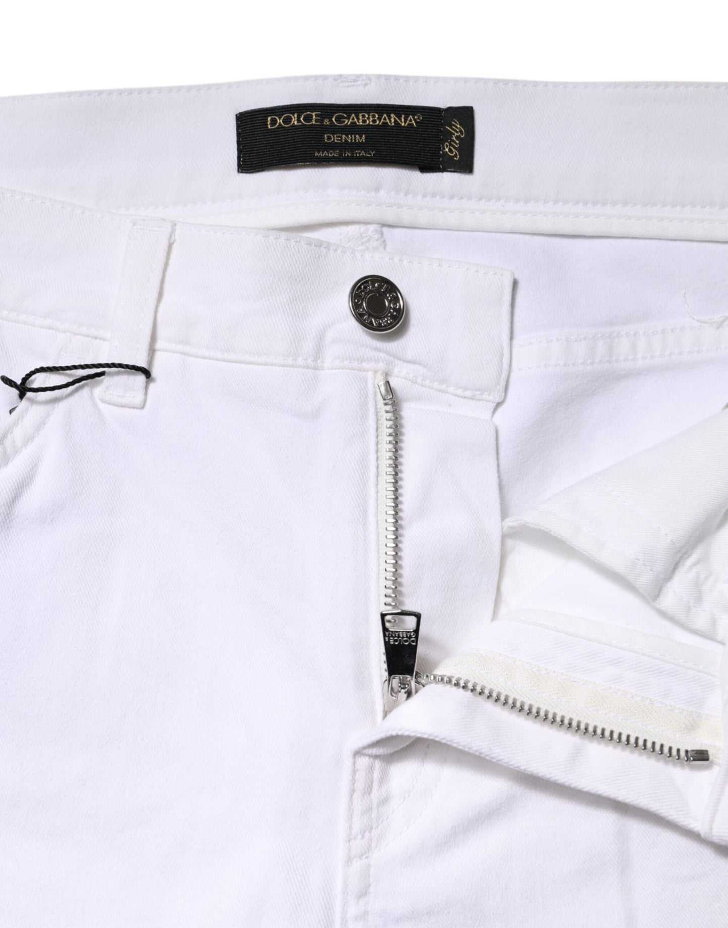Dolce & Gabbana White Floral Sequined Denim Jeans