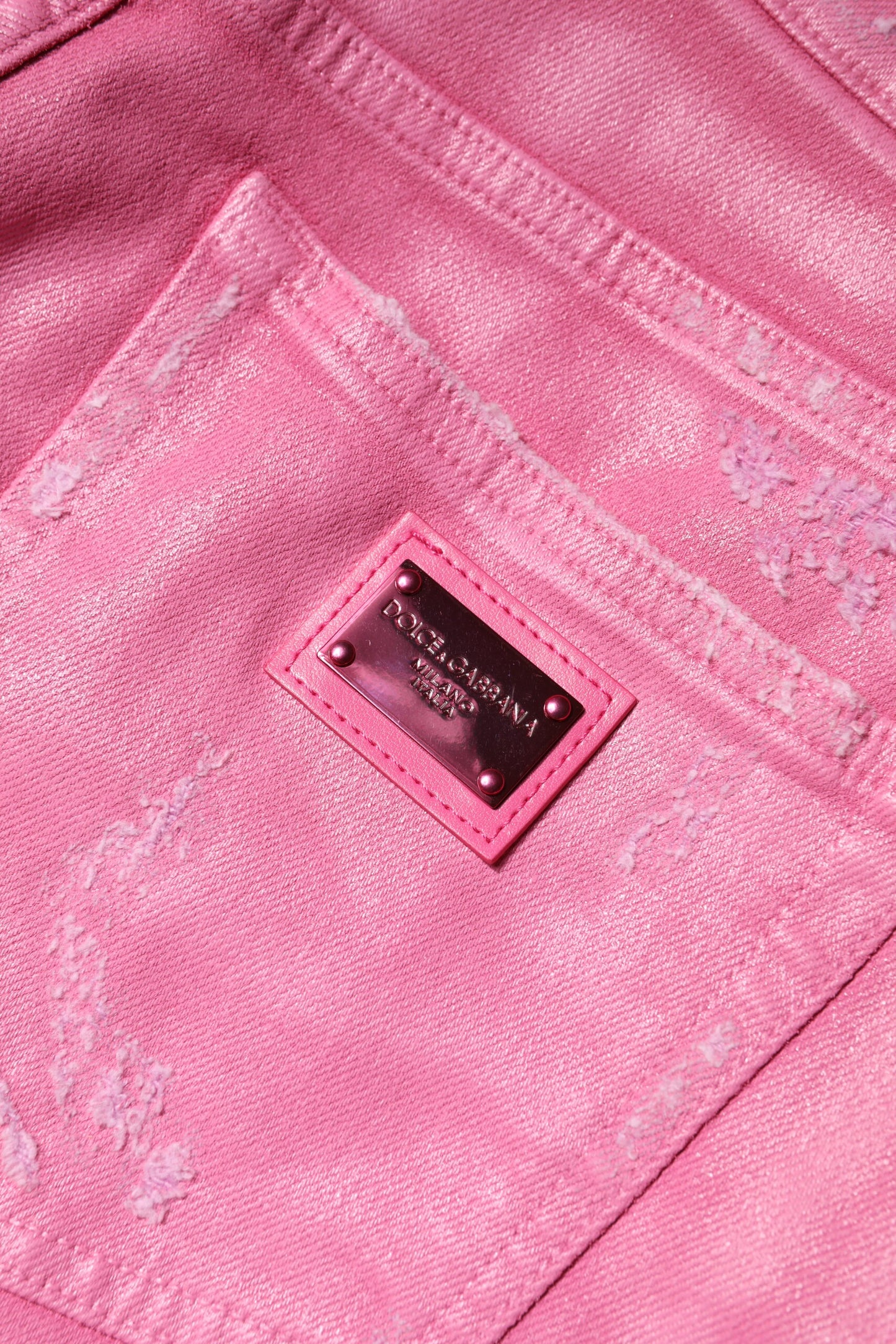 Dolce & Gabbana Pink Tattered Denim Jeans