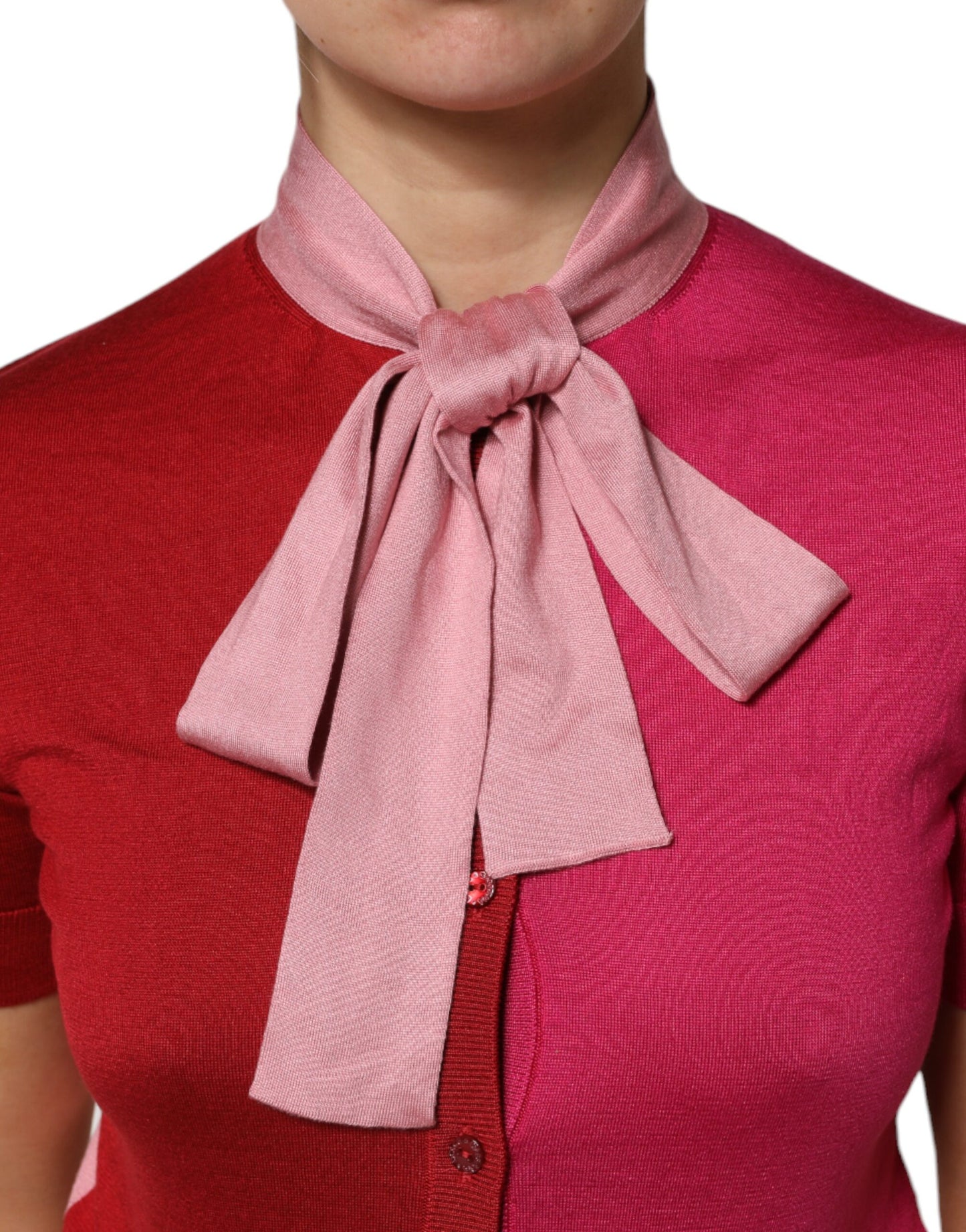 Dolce & Gabbana Pink Silk Ascot Collar Blouse