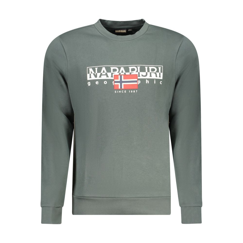 Napapijri Green Cotton Sweater - Long Sleeve Crew Neck Sweatshirt