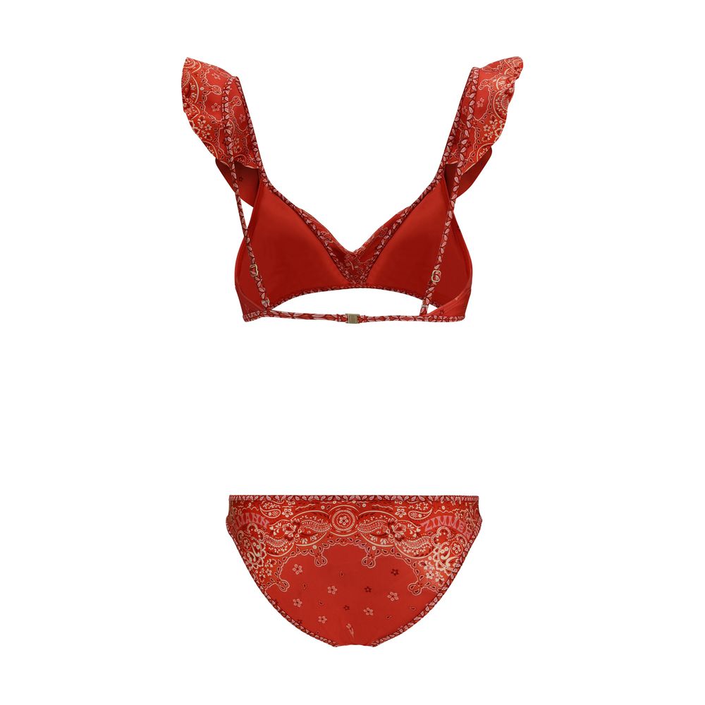 Zimmermann Red Lucky Frill Bikini Swimsuit