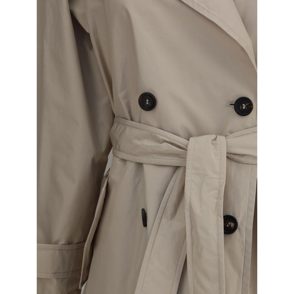 Brunello Cucinelli Monili Decorated Trench Coat in Chocolate