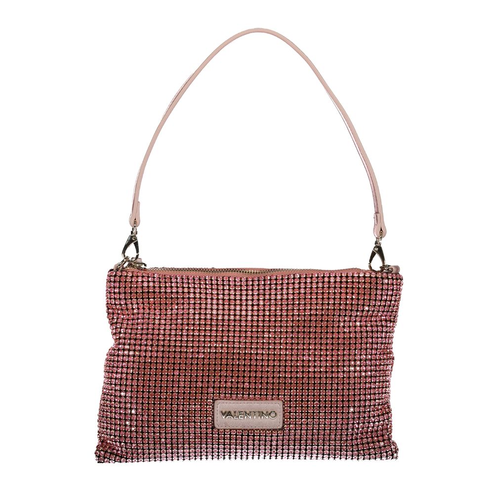 Mario Valentino Pink Leather-Finish Handbag with Rhinestones