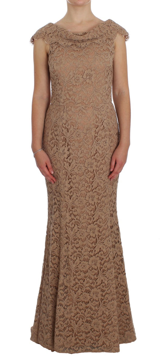 - Elegant Pink Floral Lace Maxi Dress