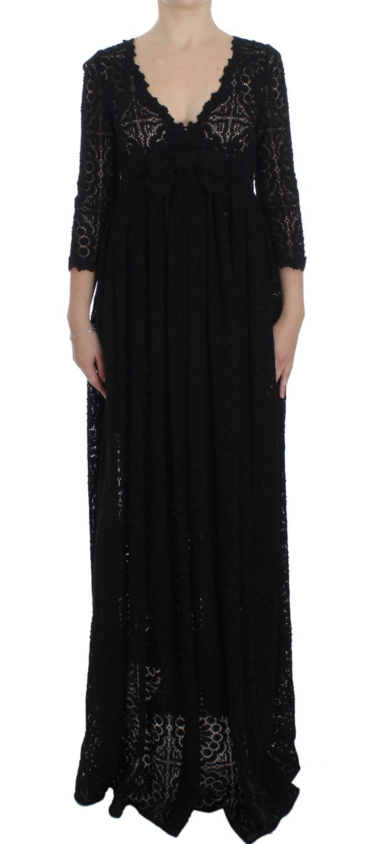 - Elegant Floral Ricamo Maxi Dress