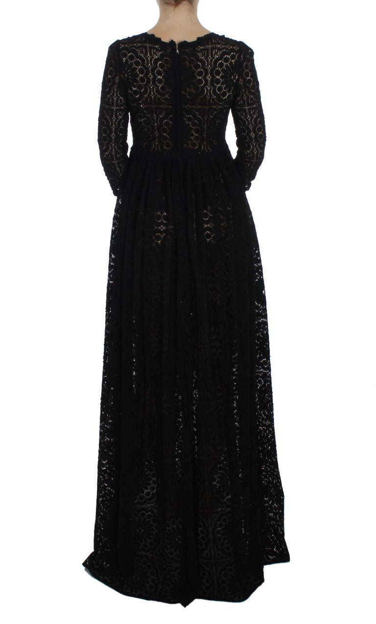- Elegant Floral Ricamo Maxi Dress