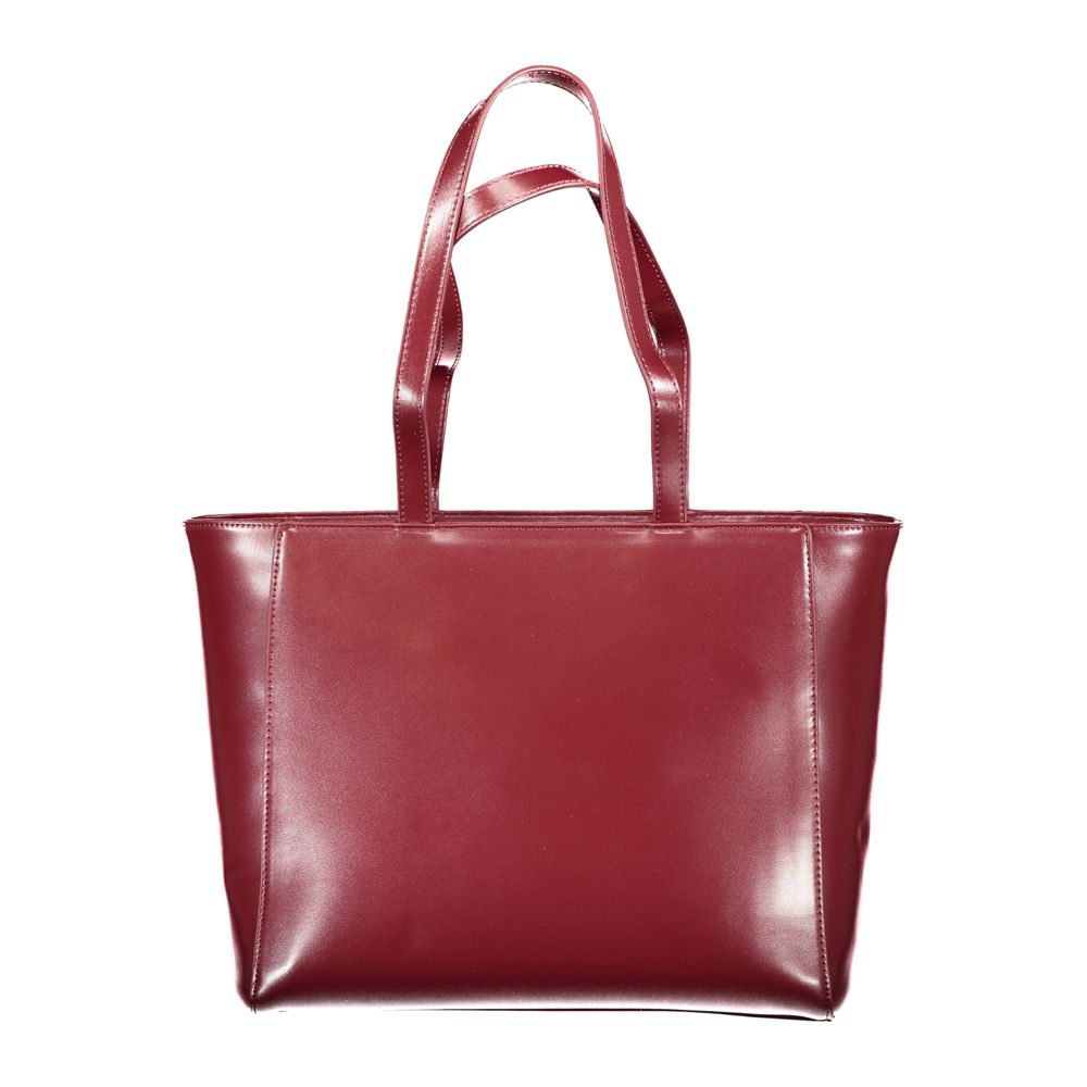 Mario Valentino Red Leather Handbag with Iconic Logo